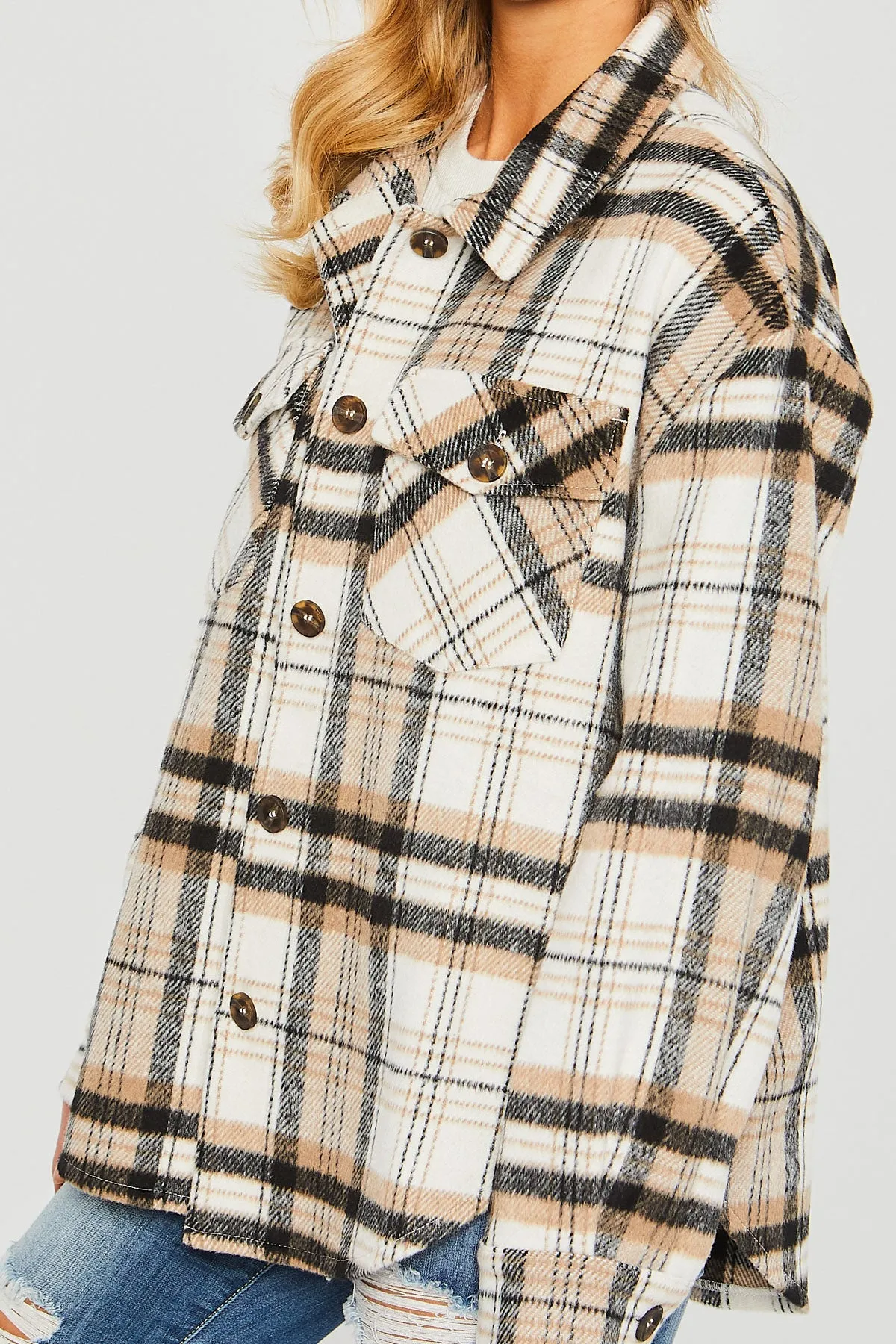 LT-80071 - PLAID BUST POCKET SHACKET 2-2-2