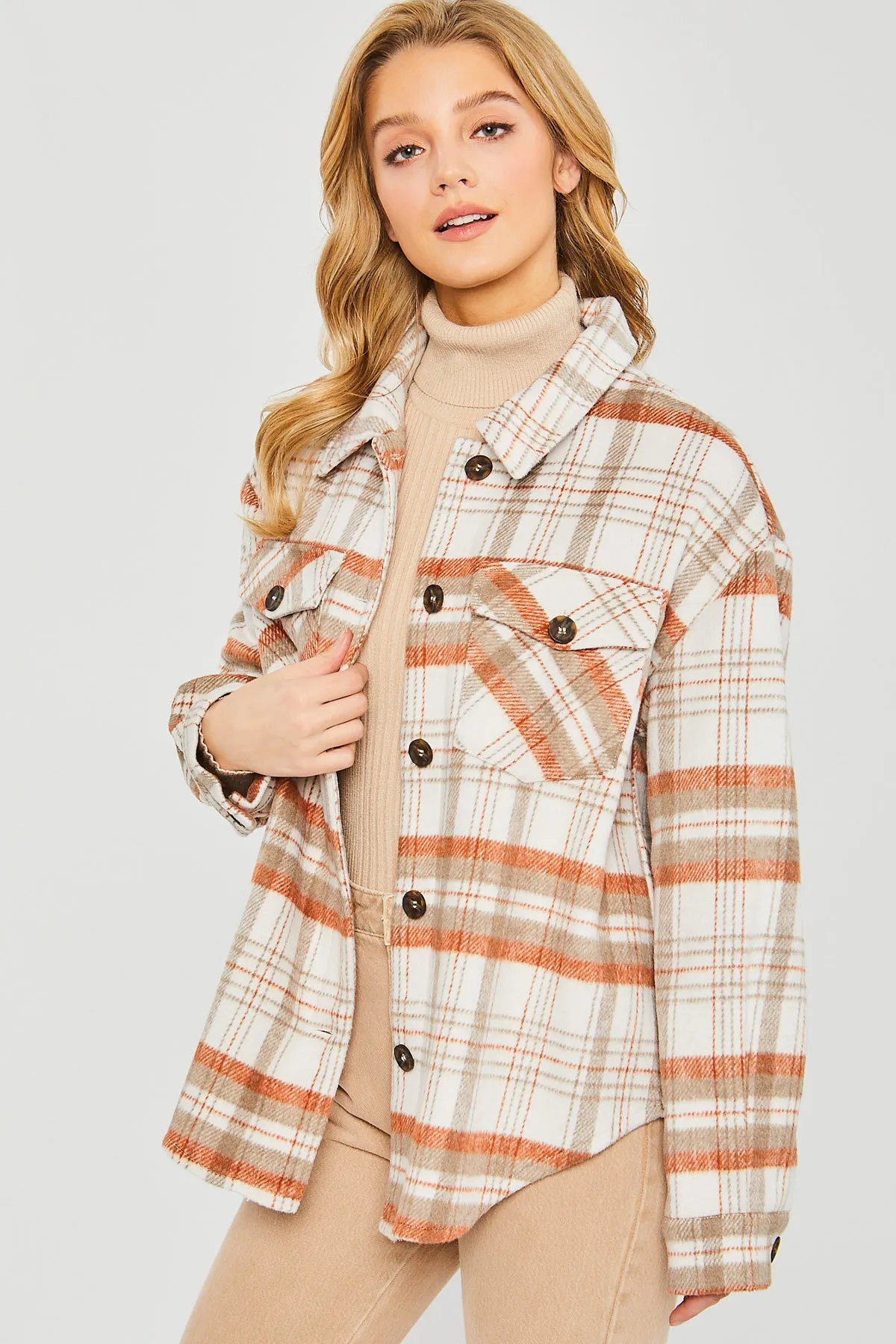 LT-80071 - PLAID BUST POCKET SHACKET 2-2-2