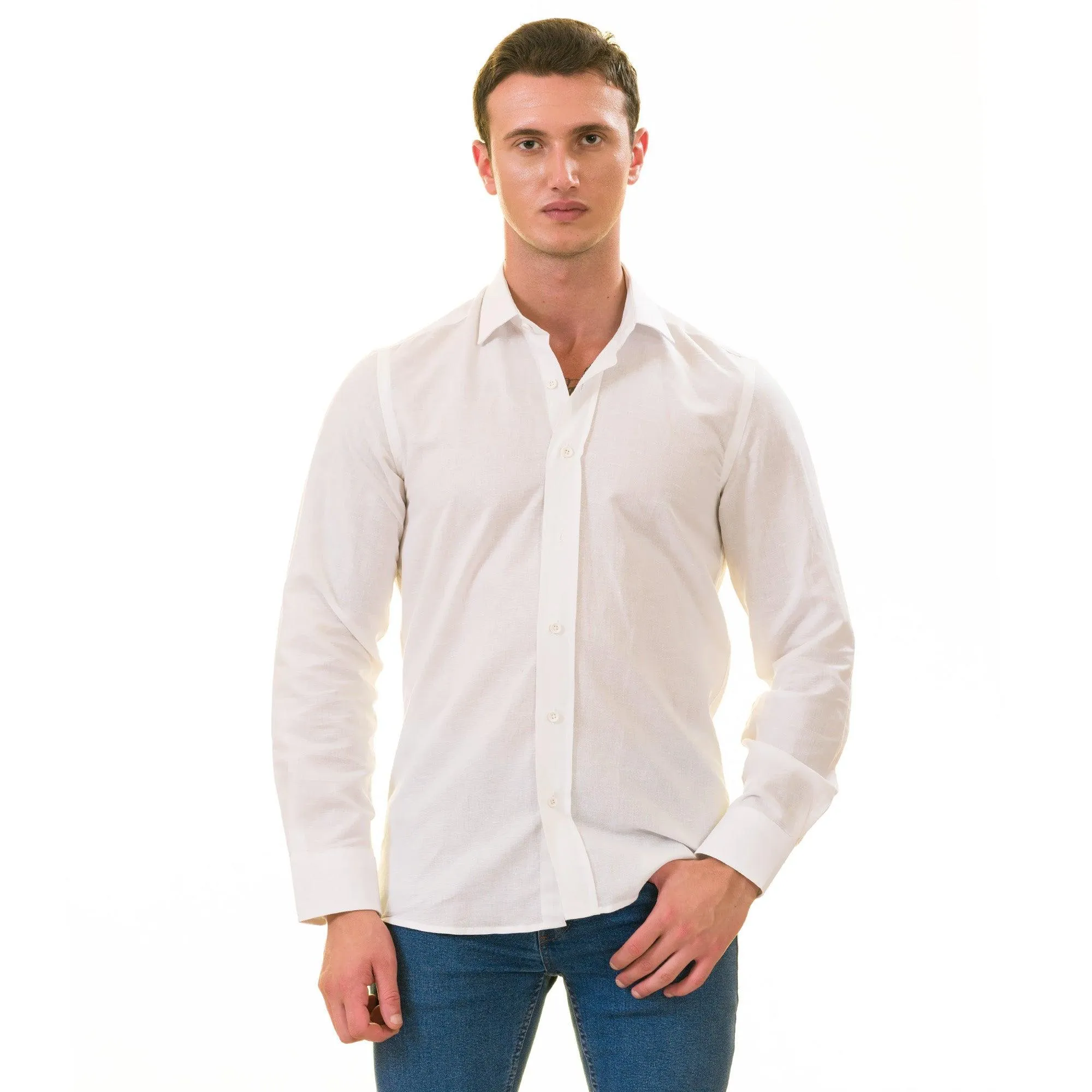 Luxury White Linen Shirt - European Tailor Fit