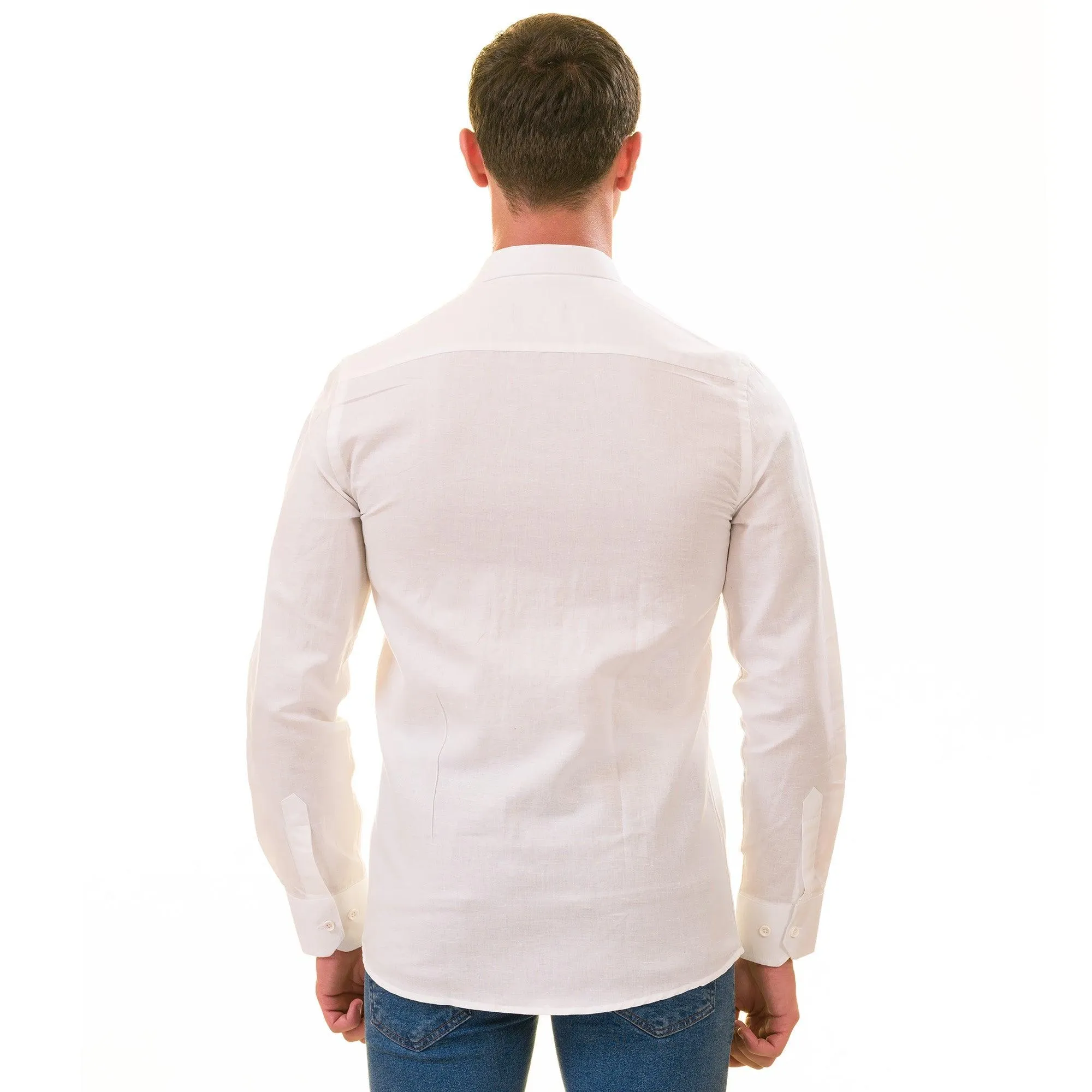 Luxury White Linen Shirt - European Tailor Fit