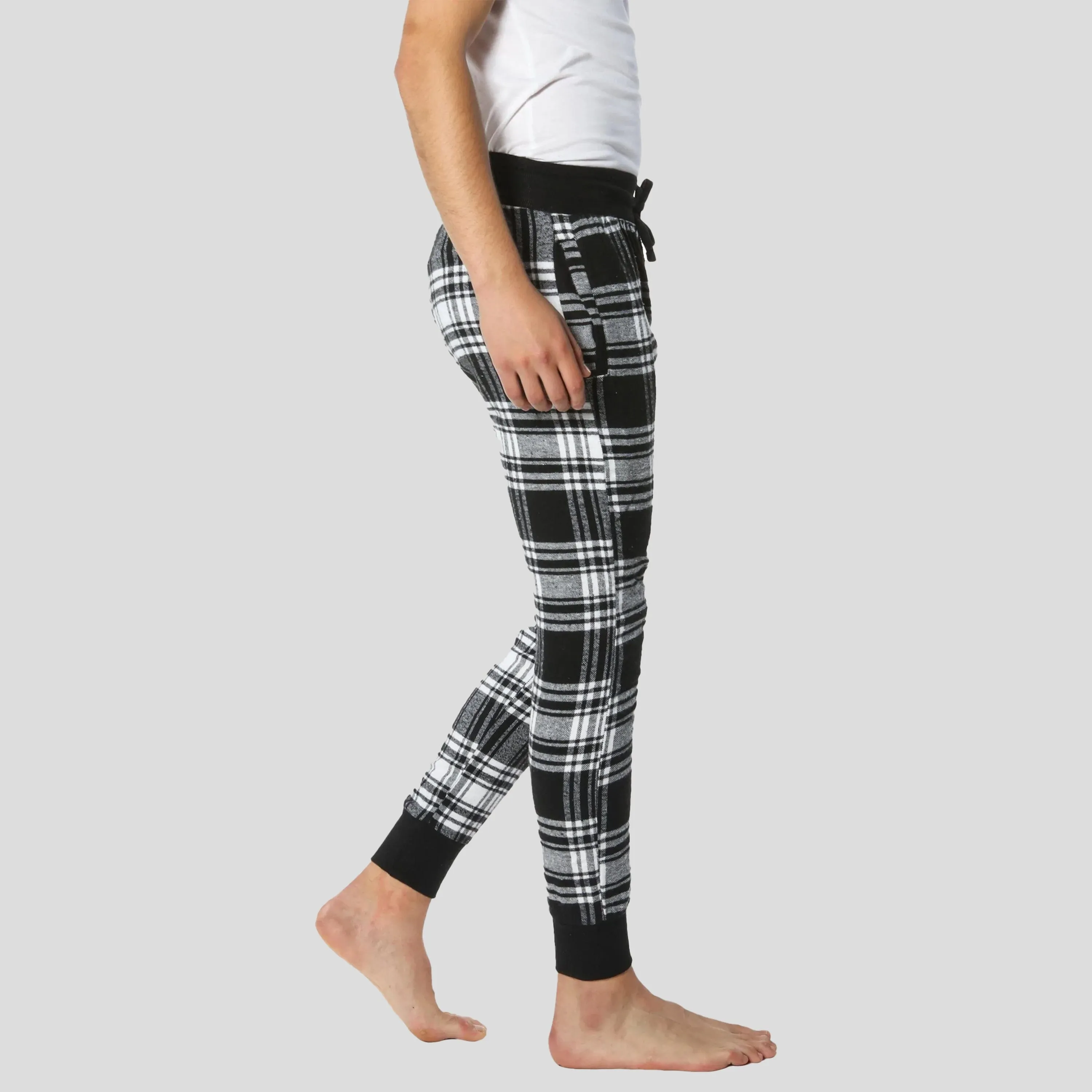 Members Only Men's Flannel Jogger Lounge Pants - Black/White