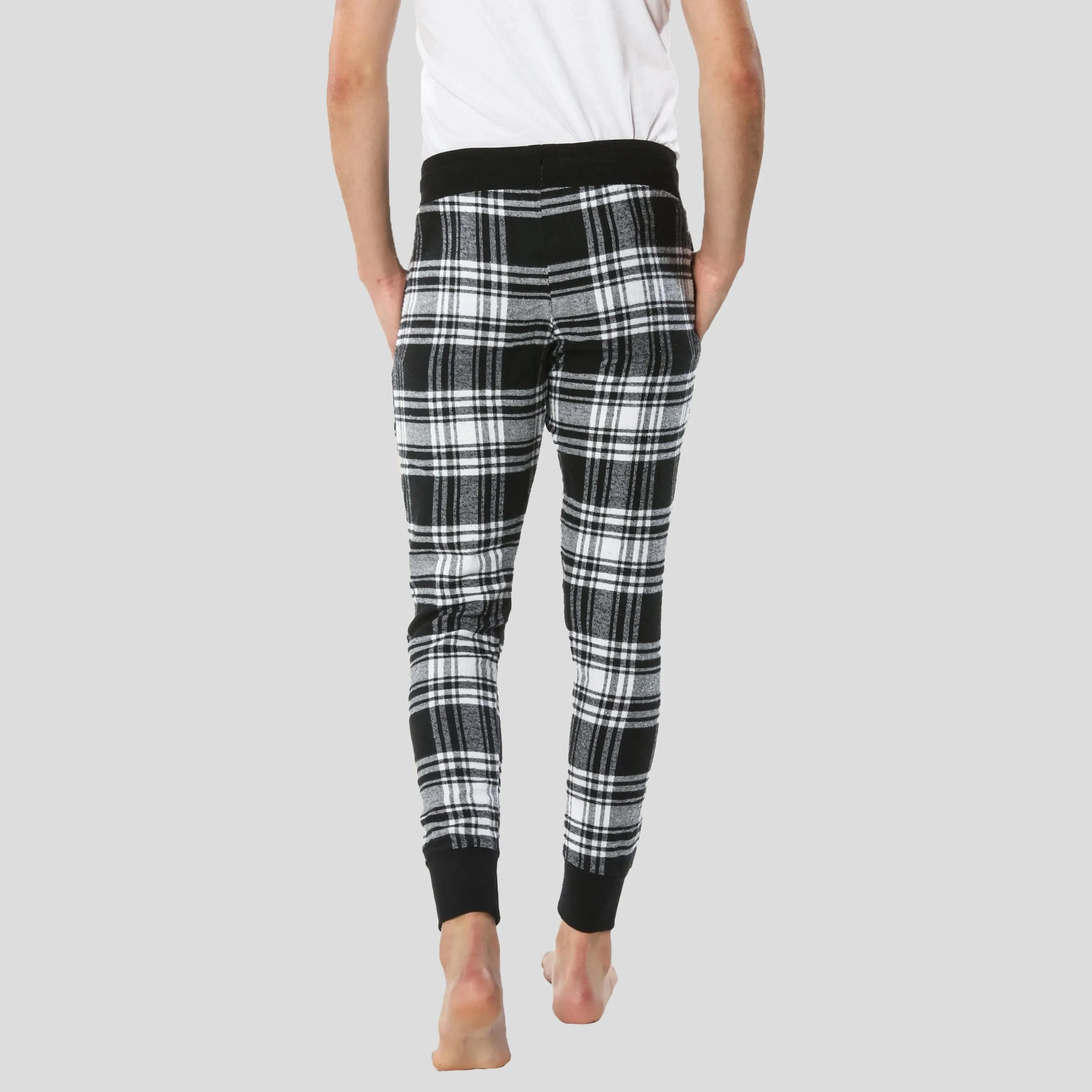 Members Only Men's Flannel Jogger Lounge Pants - Black/White