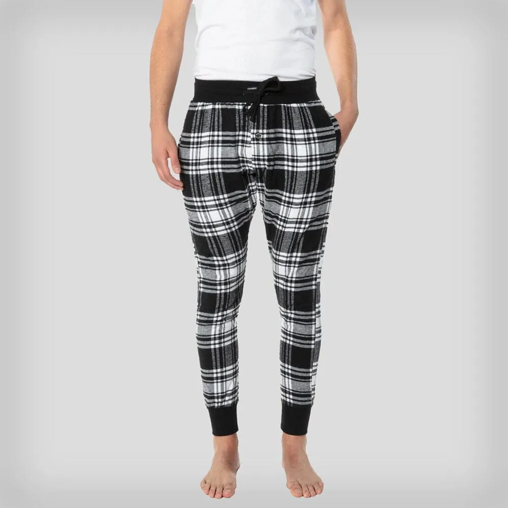 Members Only Men's Flannel Jogger Lounge Pants - Black/White