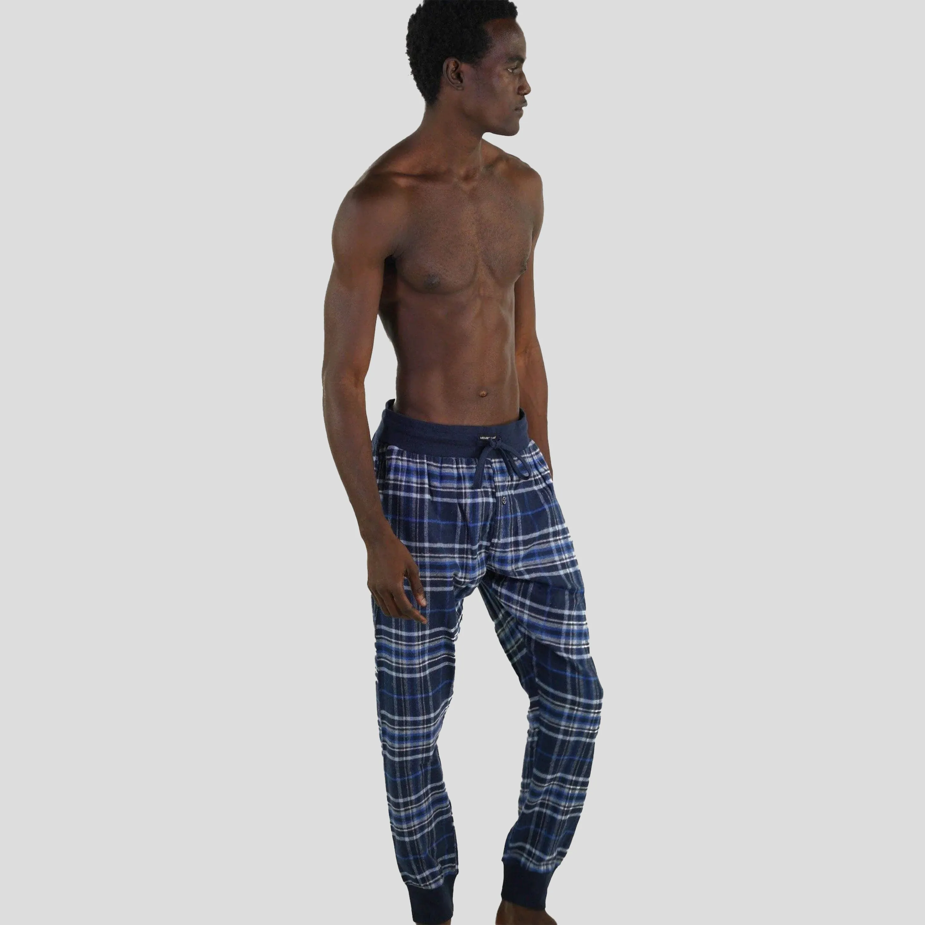 Members Only Men's Flannel Jogger Lounge Pants - GREY/BLUE