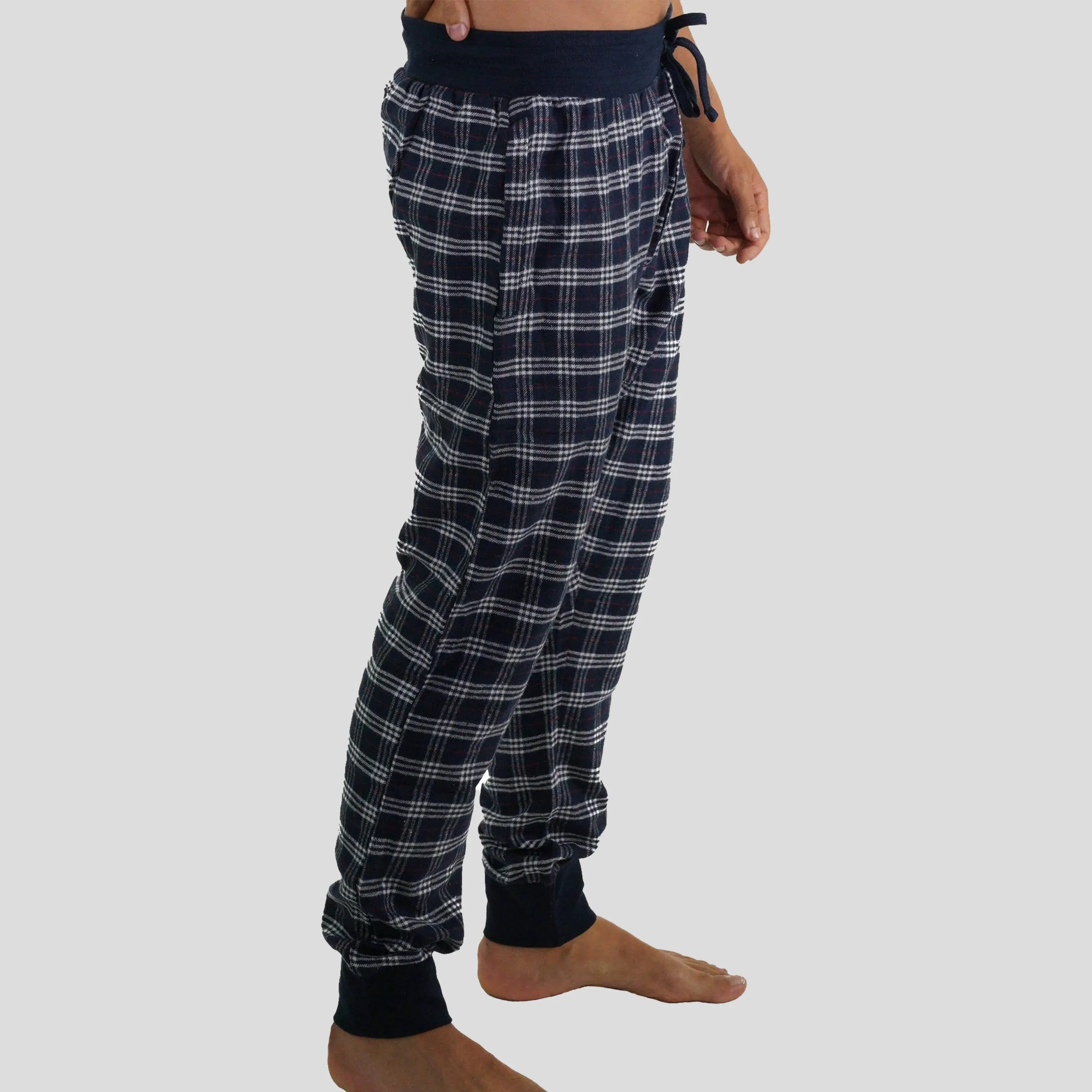 Members Only Men's Flannel Jogger Lounge Pants - GREY/RED