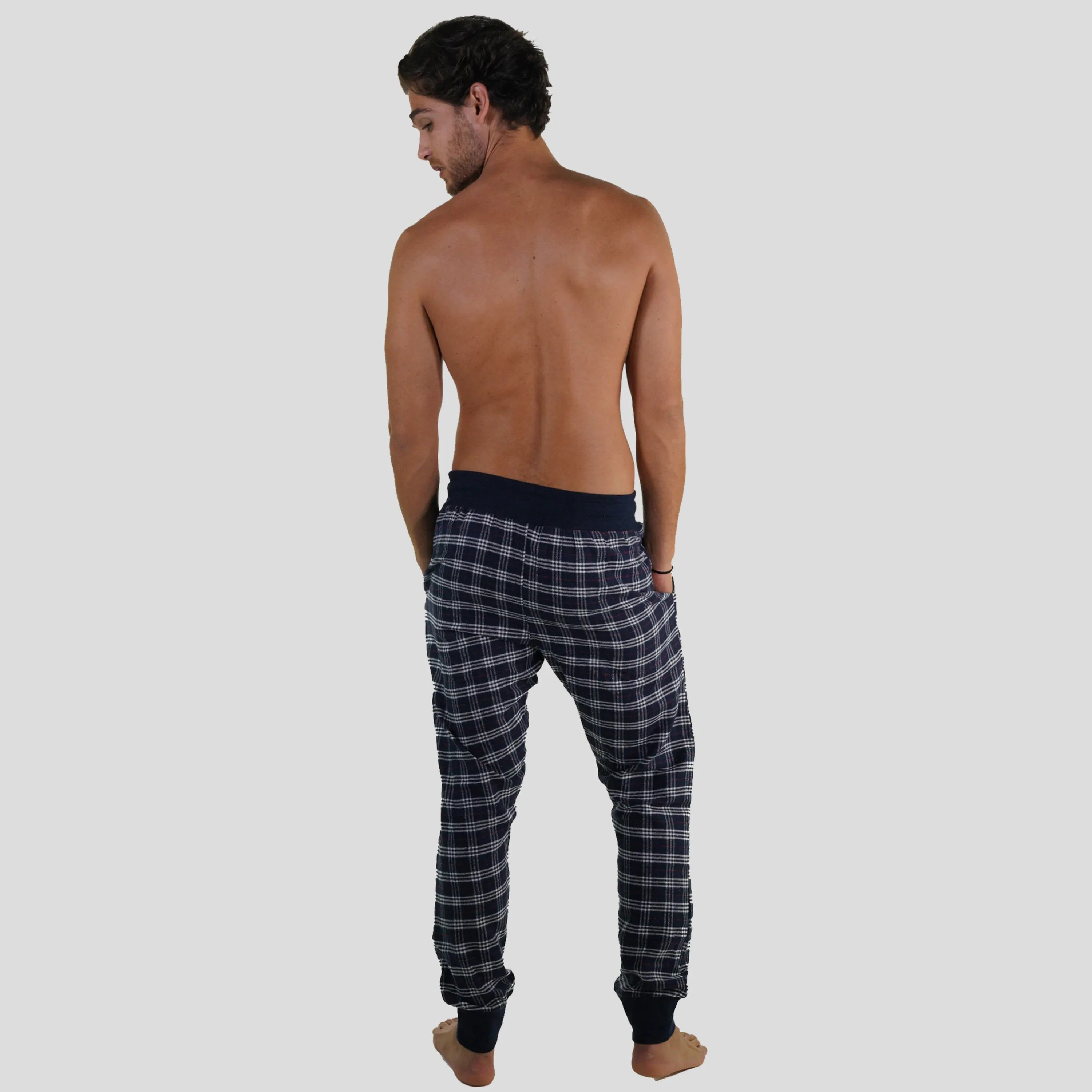 Members Only Men's Flannel Jogger Lounge Pants - GREY/RED