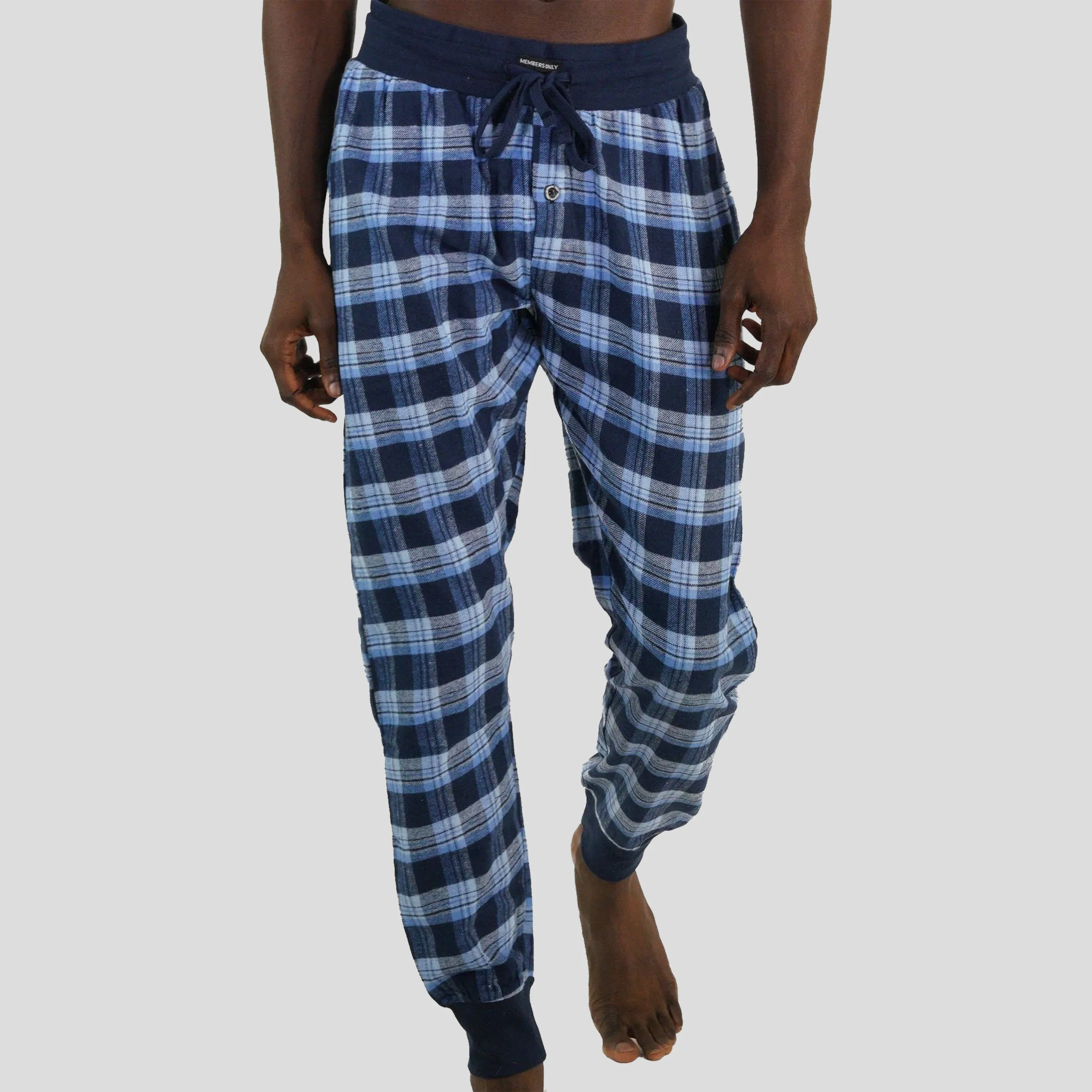 Members Only Men's Flannel Jogger Lounge Pants - LT Blue