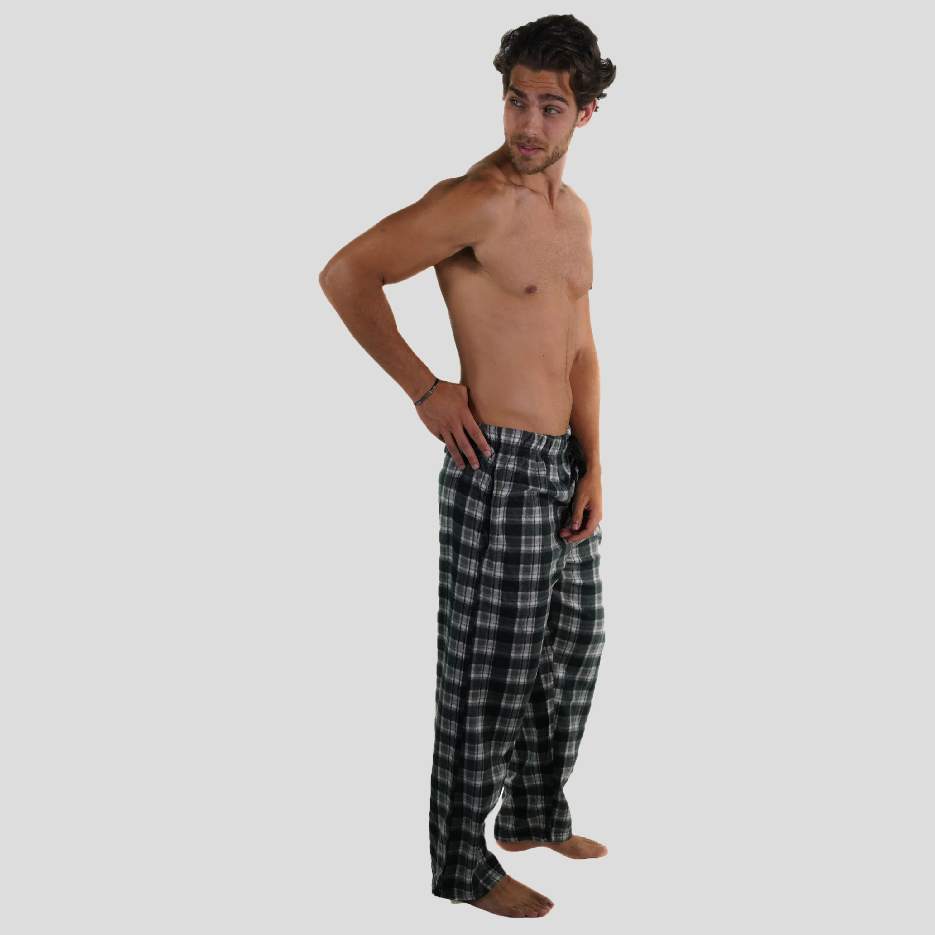 Members Only Men's Minky Fleece Sleep Pants - Black Plaid