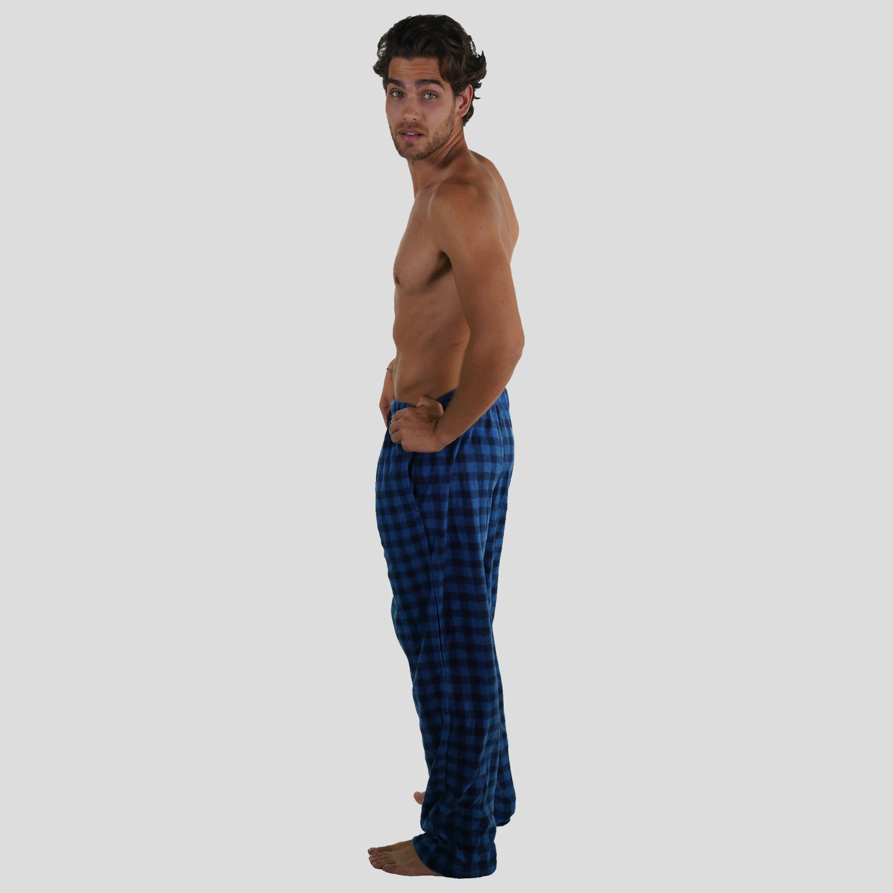 Members Only Men's Minky Fleece Sleep Pants - Blue Plaid