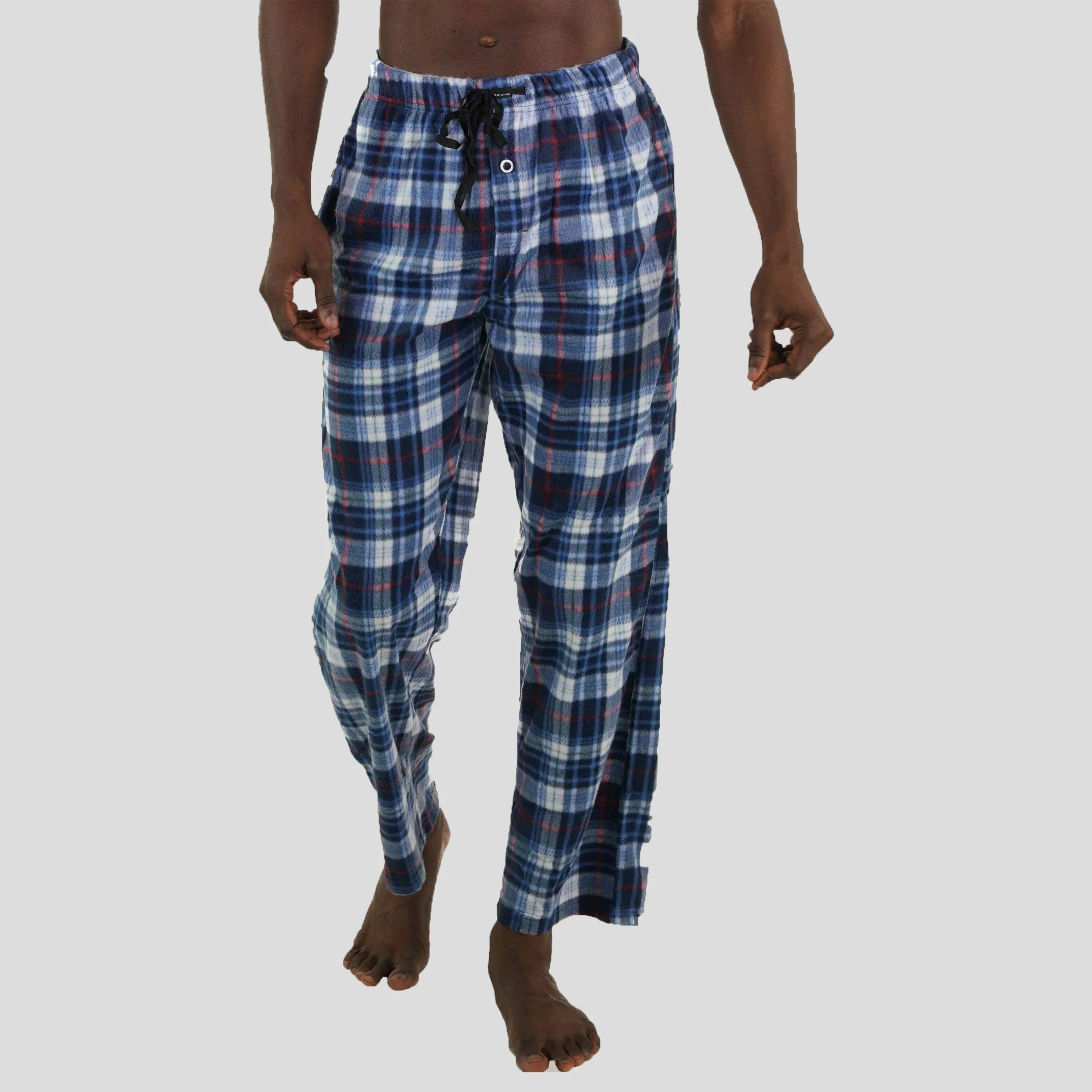 Members Only Men's Minky Fleece Sleep Pants - LT Blue Plaid