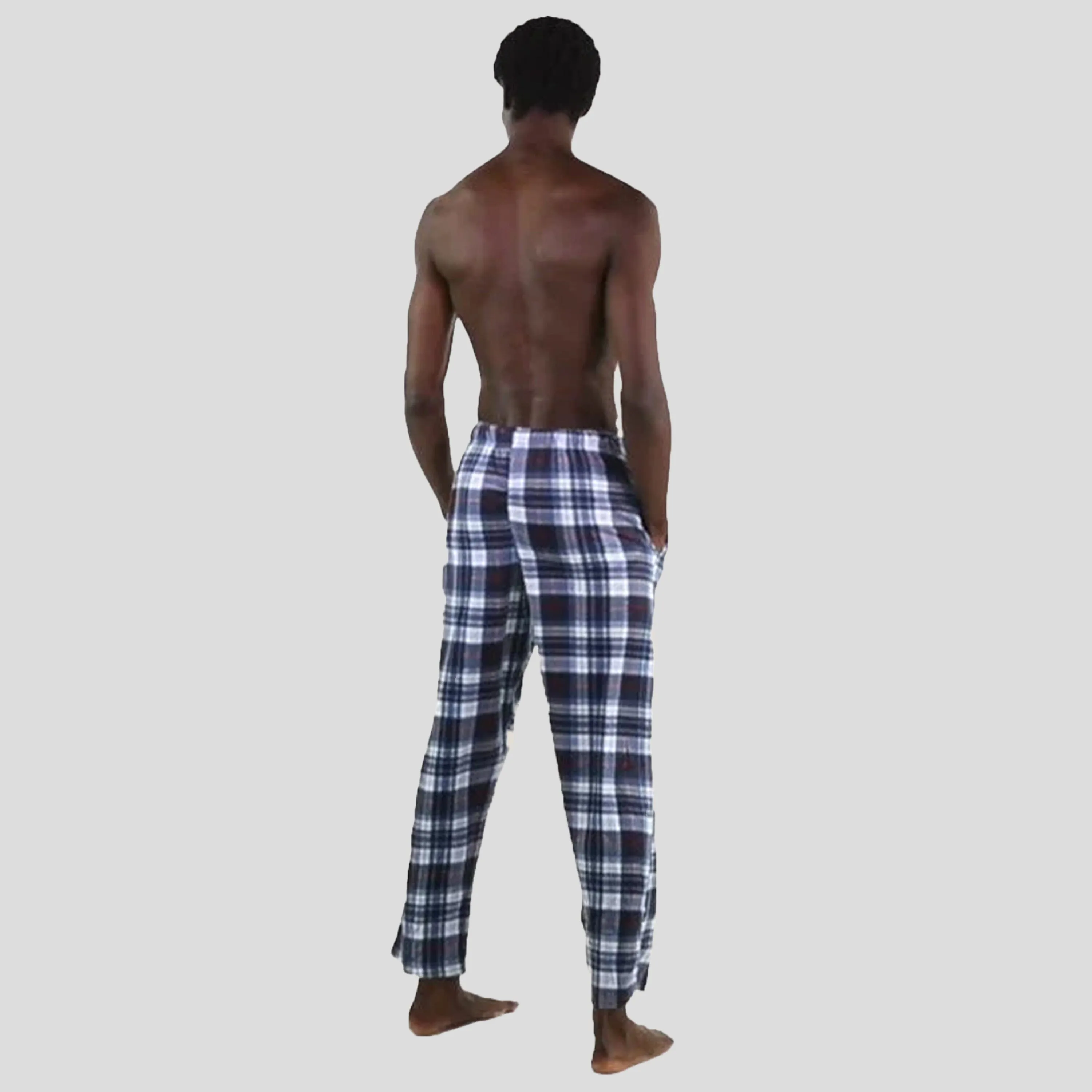 Members Only Men's Minky Fleece Sleep Pants - LT Blue Plaid