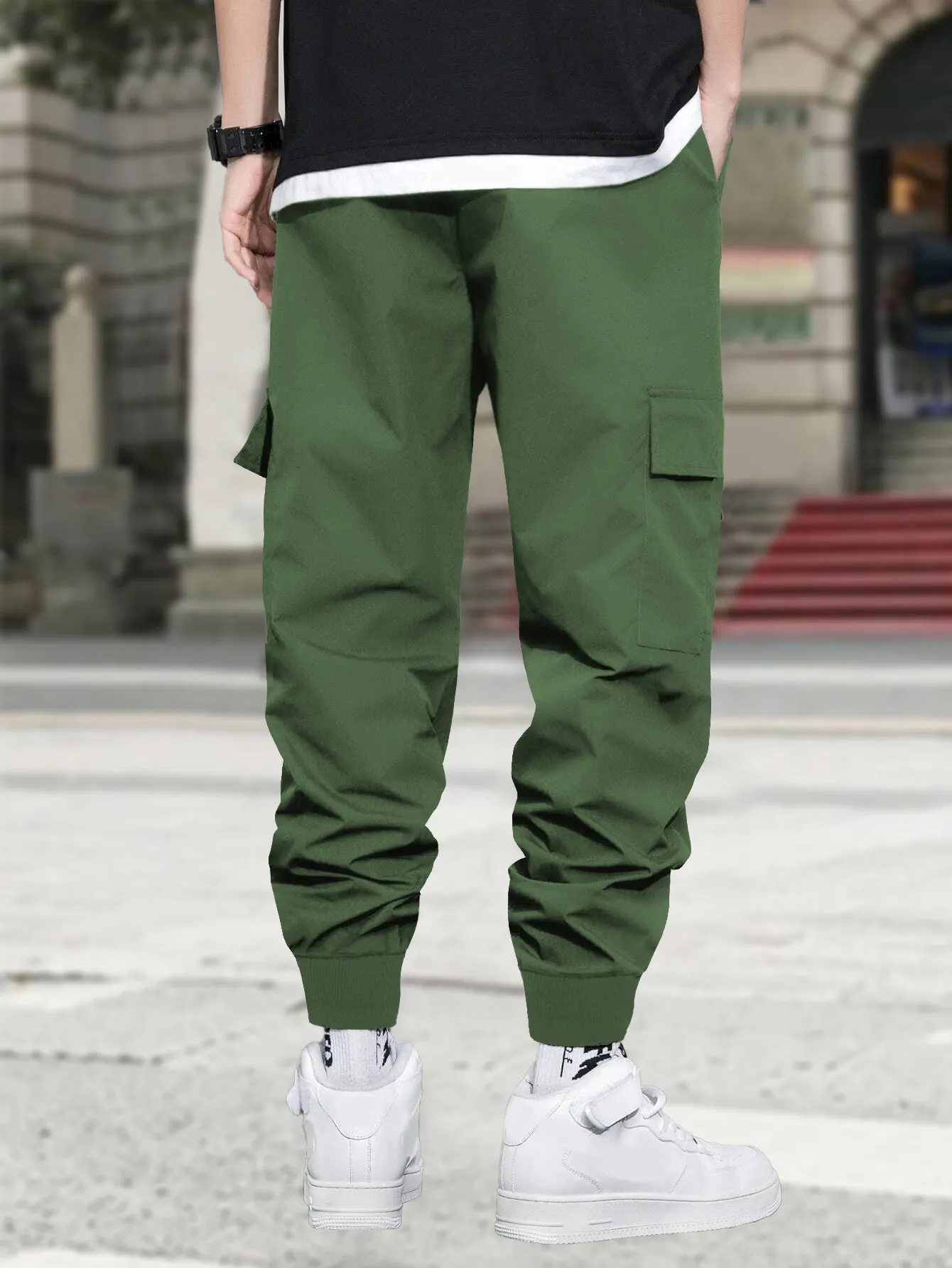 Men Marshmallow Design Olive Green Cargo Pant