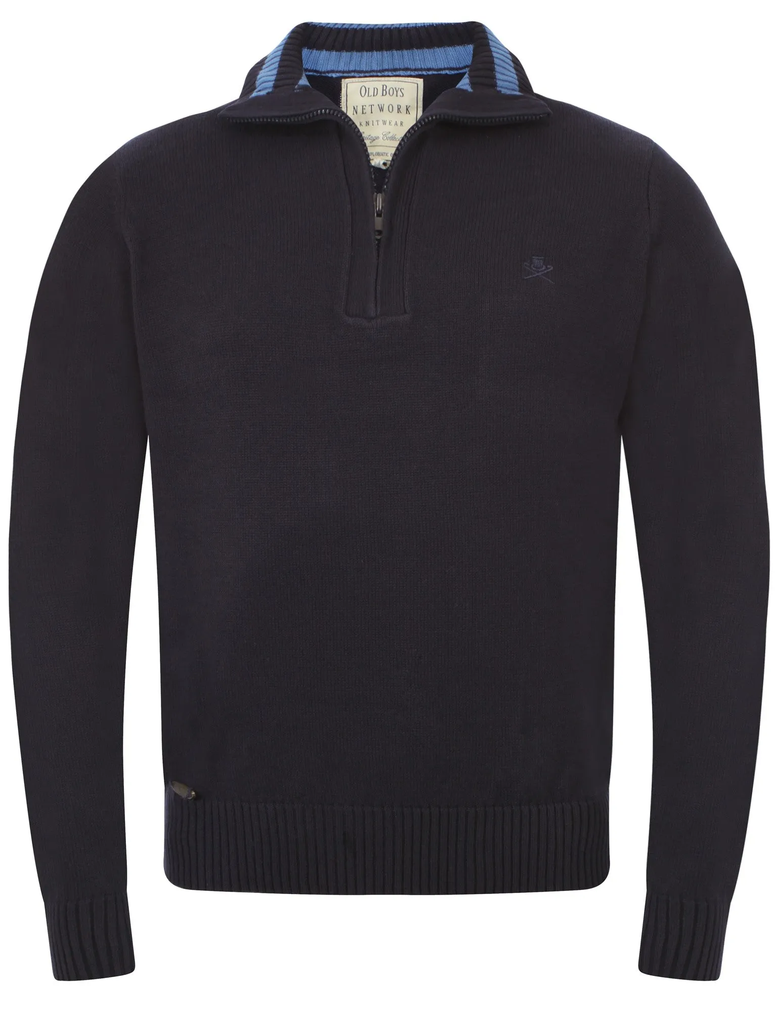 Men's Cotton Rich Zip Sweater in Navy