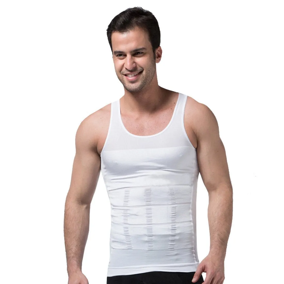 Men's Instant Slimming Tank Top - White- Extra Large