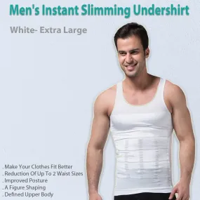 Men's Instant Slimming Tank Top - White- Extra Large