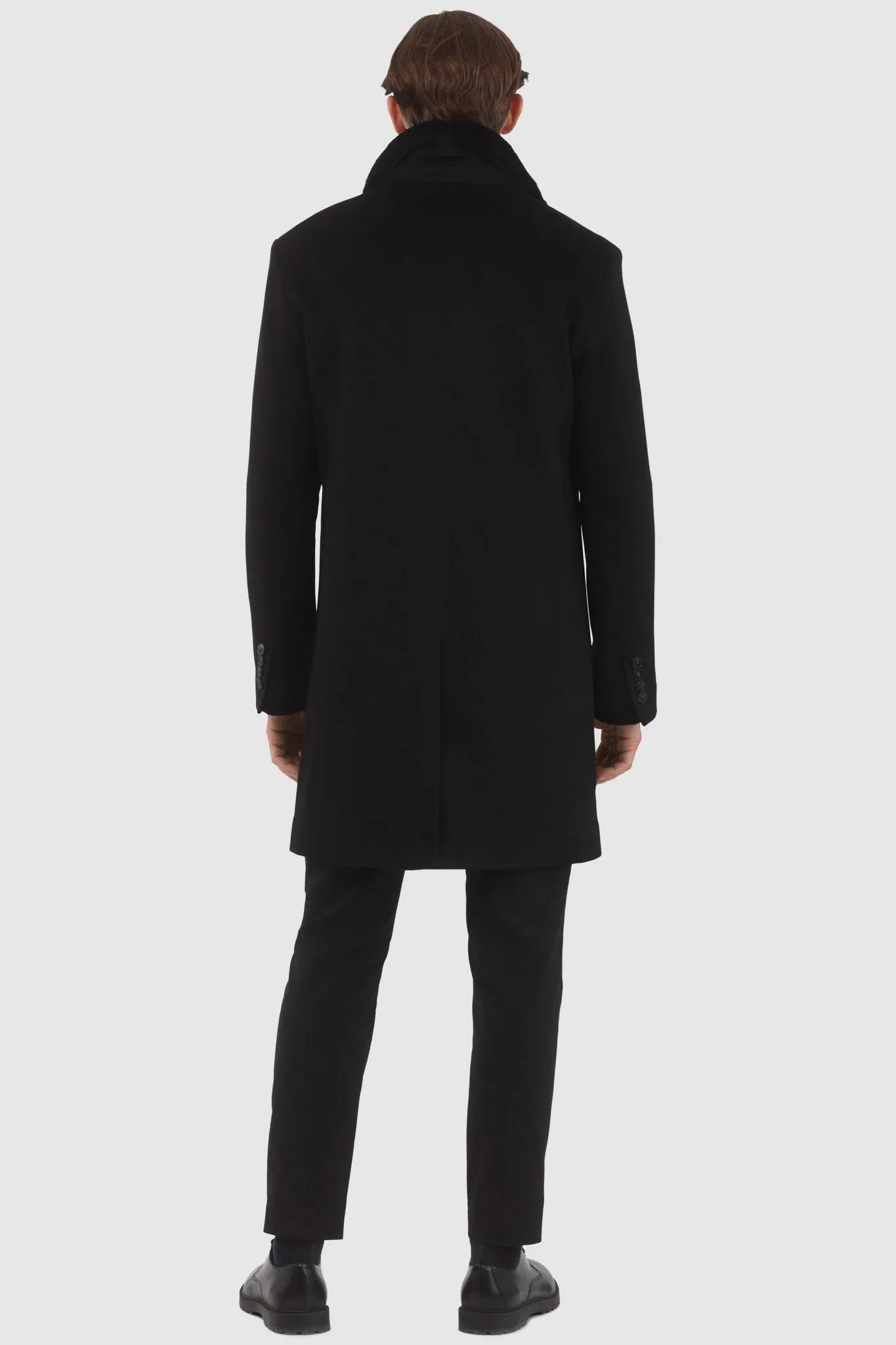 Men's Loro Piana Cashmere Short Coat with Detachable Select Shearling Lamb Collar