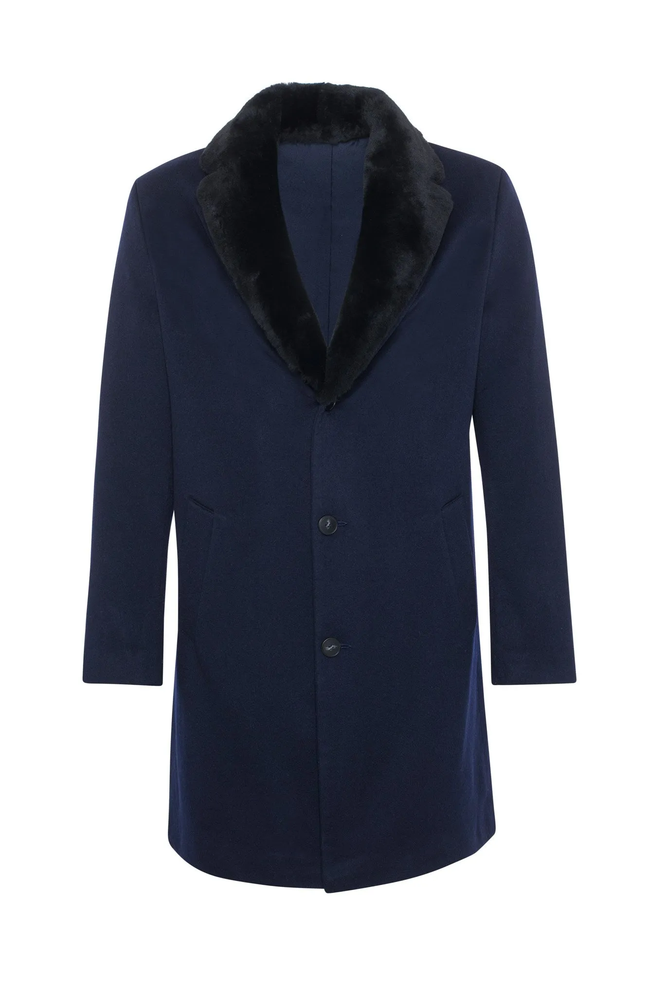 Men's Loro Piana Cashmere Short Coat with Detachable Select Shearling Lamb Collar