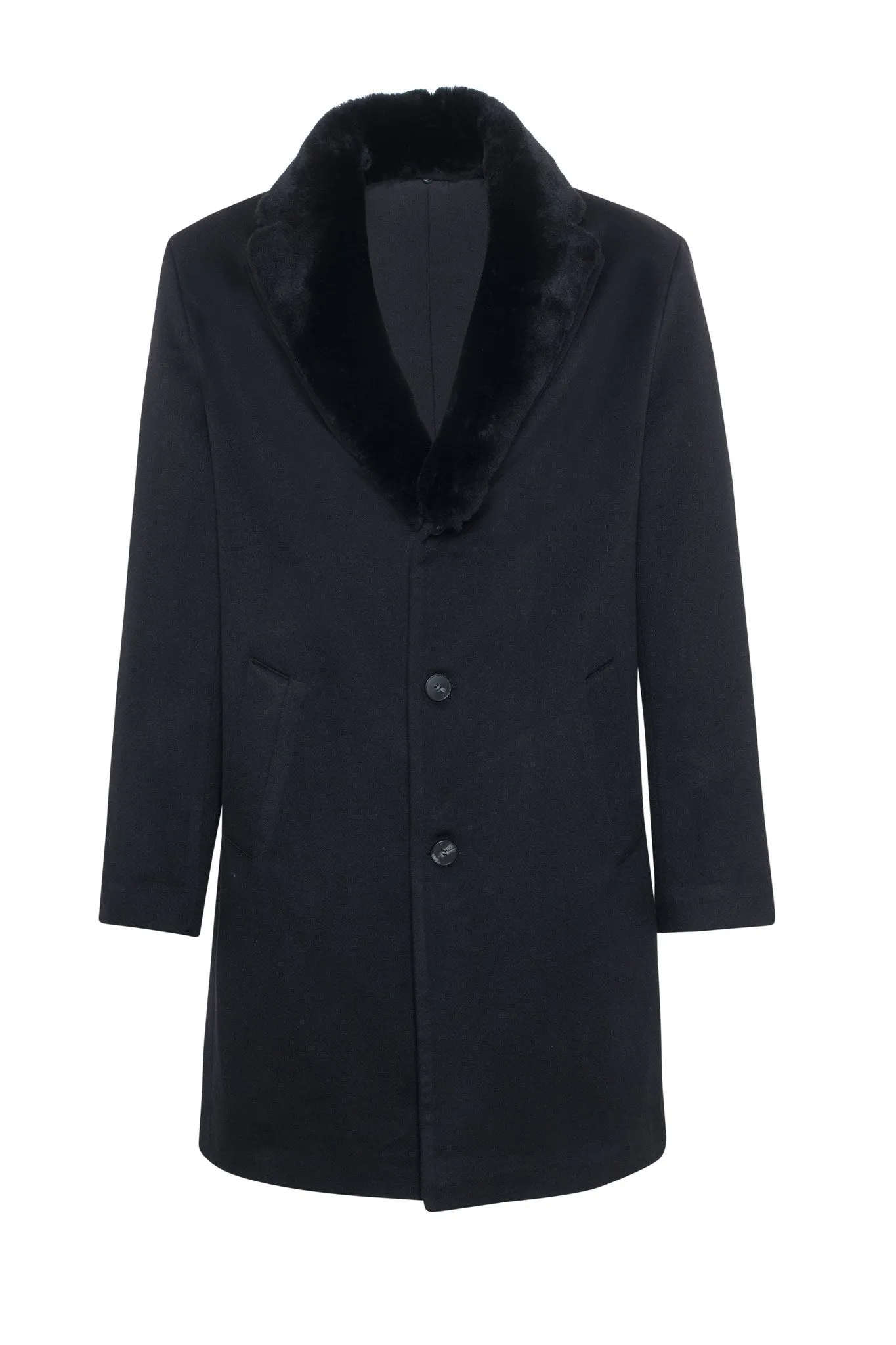 Men's Loro Piana Cashmere Short Coat with Detachable Select Shearling Lamb Collar