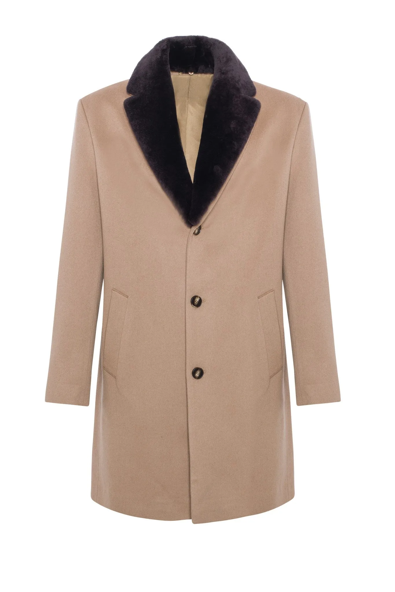 Men's Loro Piana Cashmere Short Coat with Detachable Select Shearling Lamb Collar