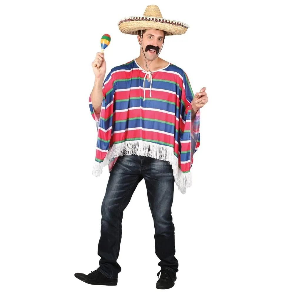 Mens Mexican Bandit Amigo Poncho Halloween Accessory