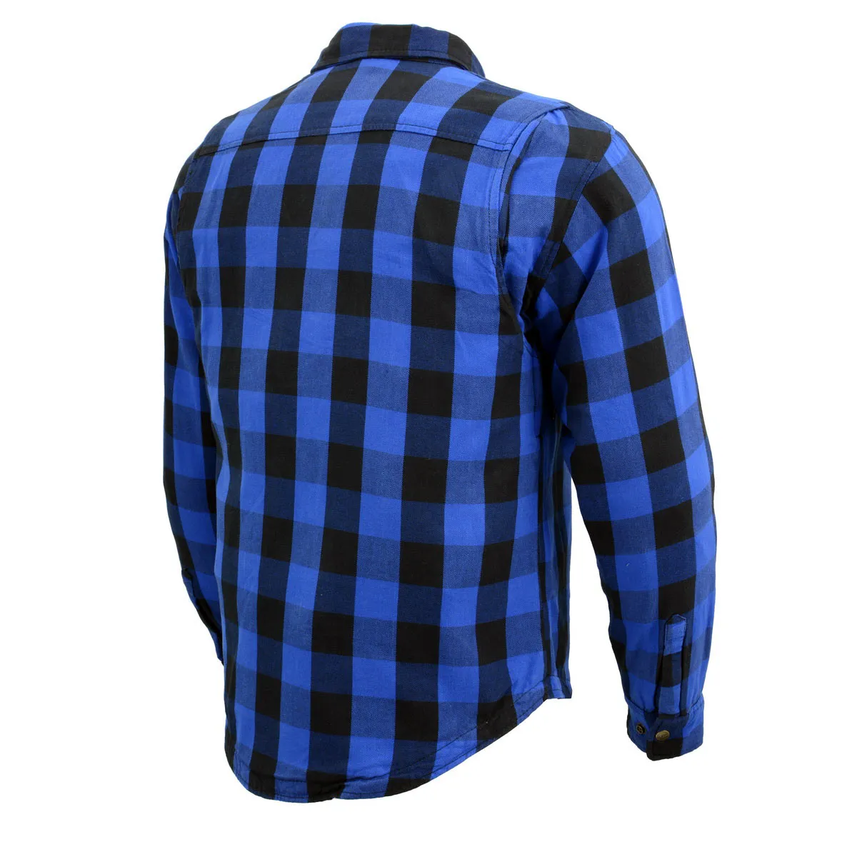 Milwaukee Leather Men's Plaid Flannel Blue Biker Shirt with CE Approved Armor Reinforced w/Aramid Fiber MPM1634