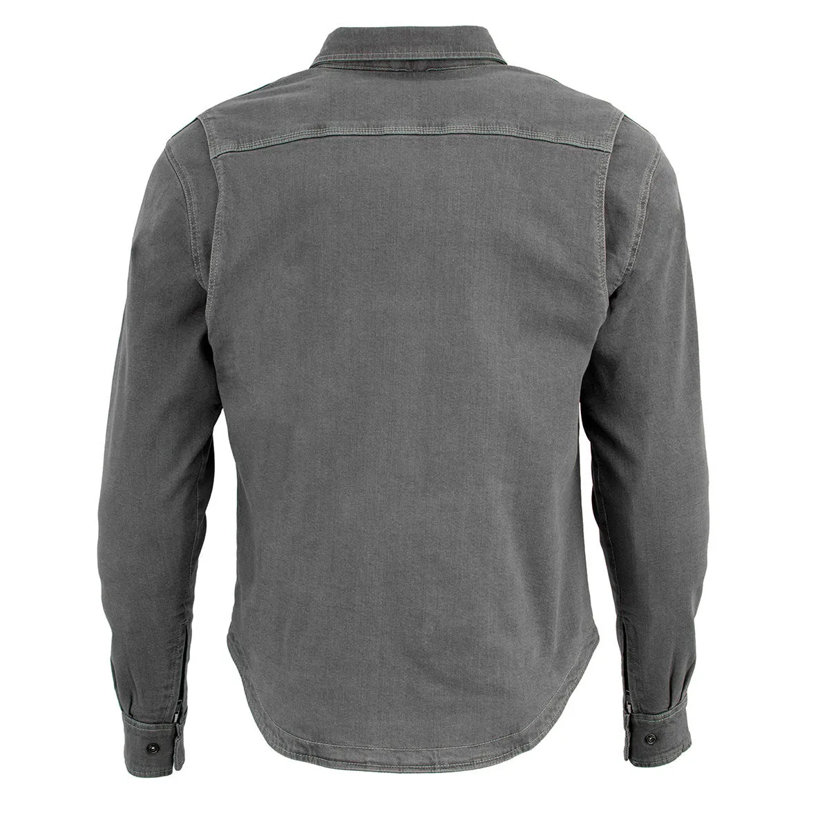 Milwaukee Leather MPM1621 Men's Grey Flannel Biker Shirt with CE Approved Armor - Reinforced w/ Aramid Fibers