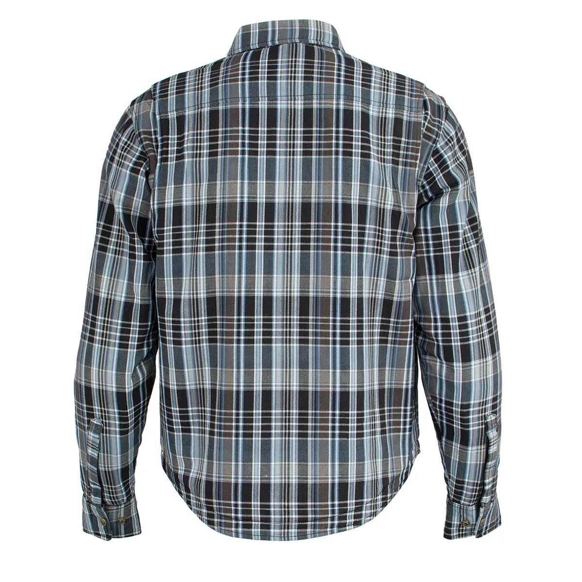 Milwaukee Leather MPM1626 Men's Plaid Flannel Biker Shirt with CE Approved Armor - Reinforced w/ Aramid Fiber