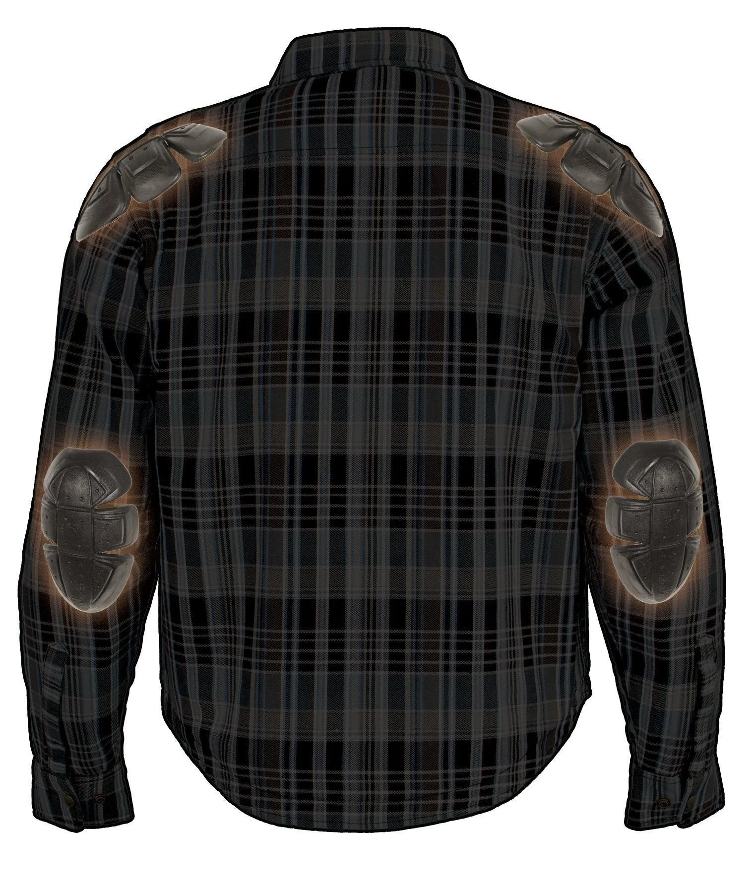 Milwaukee Leather MPM1626 Men's Plaid Flannel Biker Shirt with CE Approved Armor - Reinforced w/ Aramid Fiber