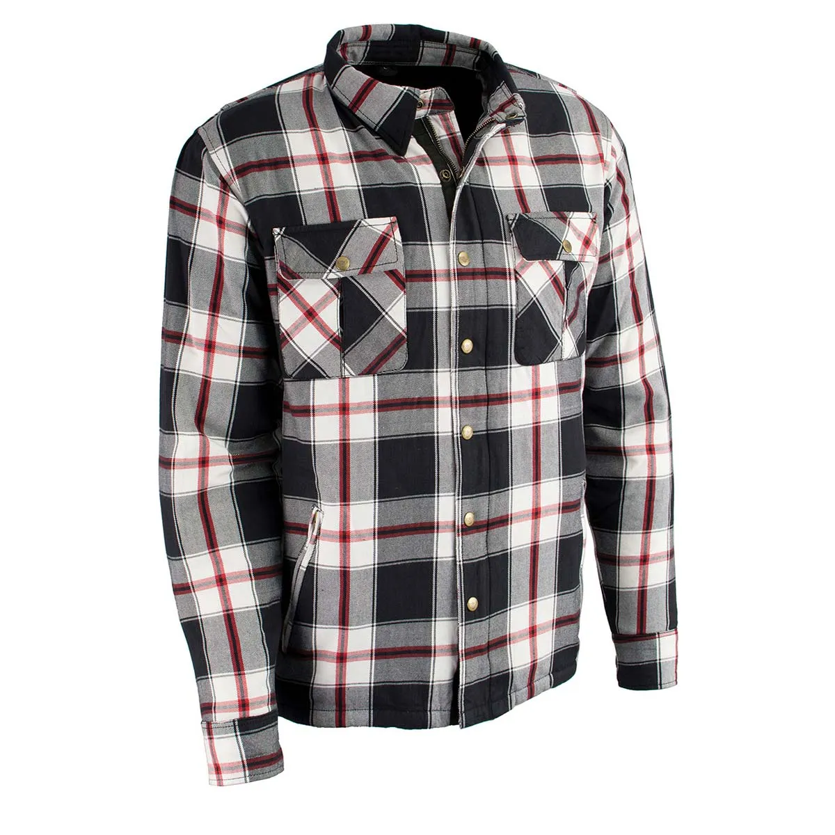 Milwaukee Leather MPM1635 Men's Plaid Flannel Biker Shirt with CE Approved Armor - Reinforced w/ Aramid Fiber