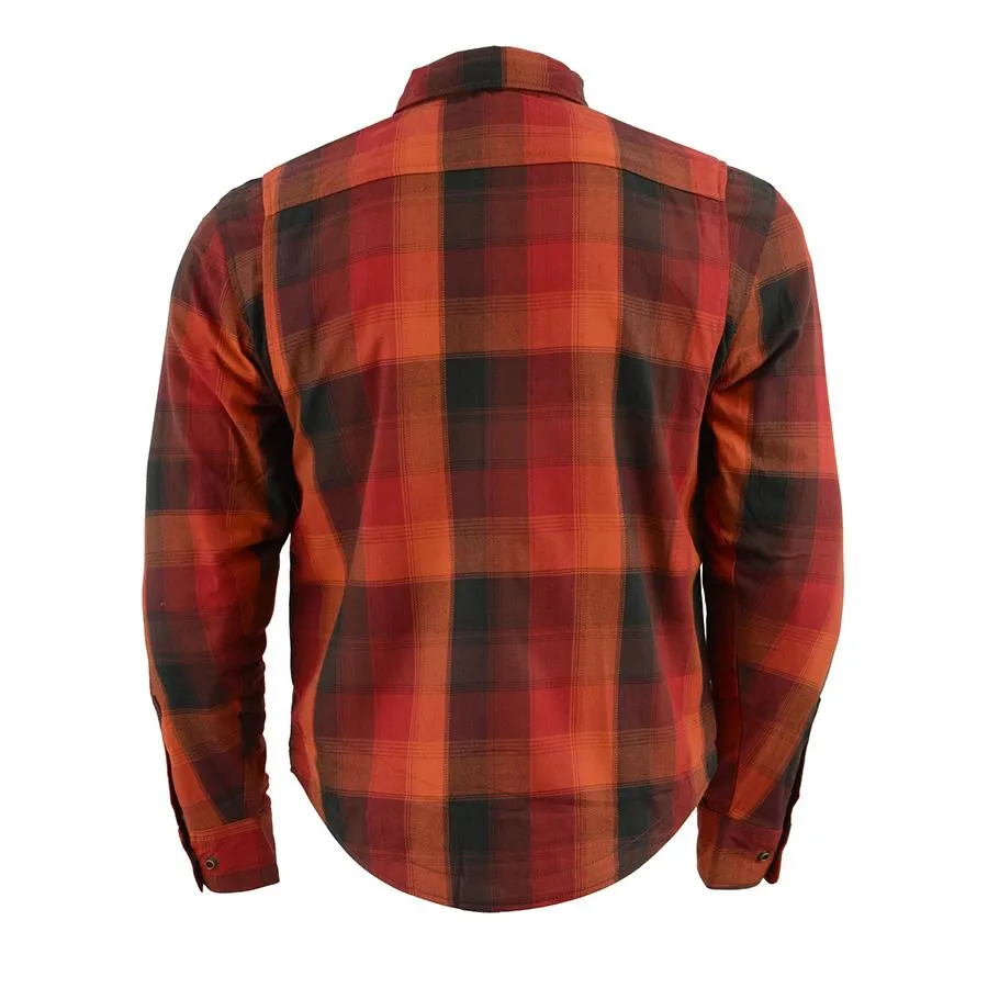 Milwaukee Leather MPM1641 Men's Plaid Flannel Biker Shirt with CE Approved Armor - Reinforced w/ Aramid Fiber