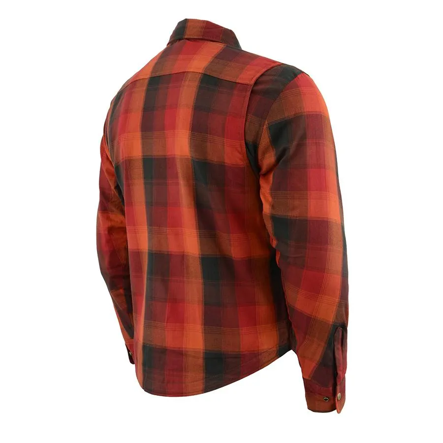 Milwaukee Leather MPM1641 Men's Plaid Flannel Biker Shirt with CE Approved Armor - Reinforced w/ Aramid Fiber