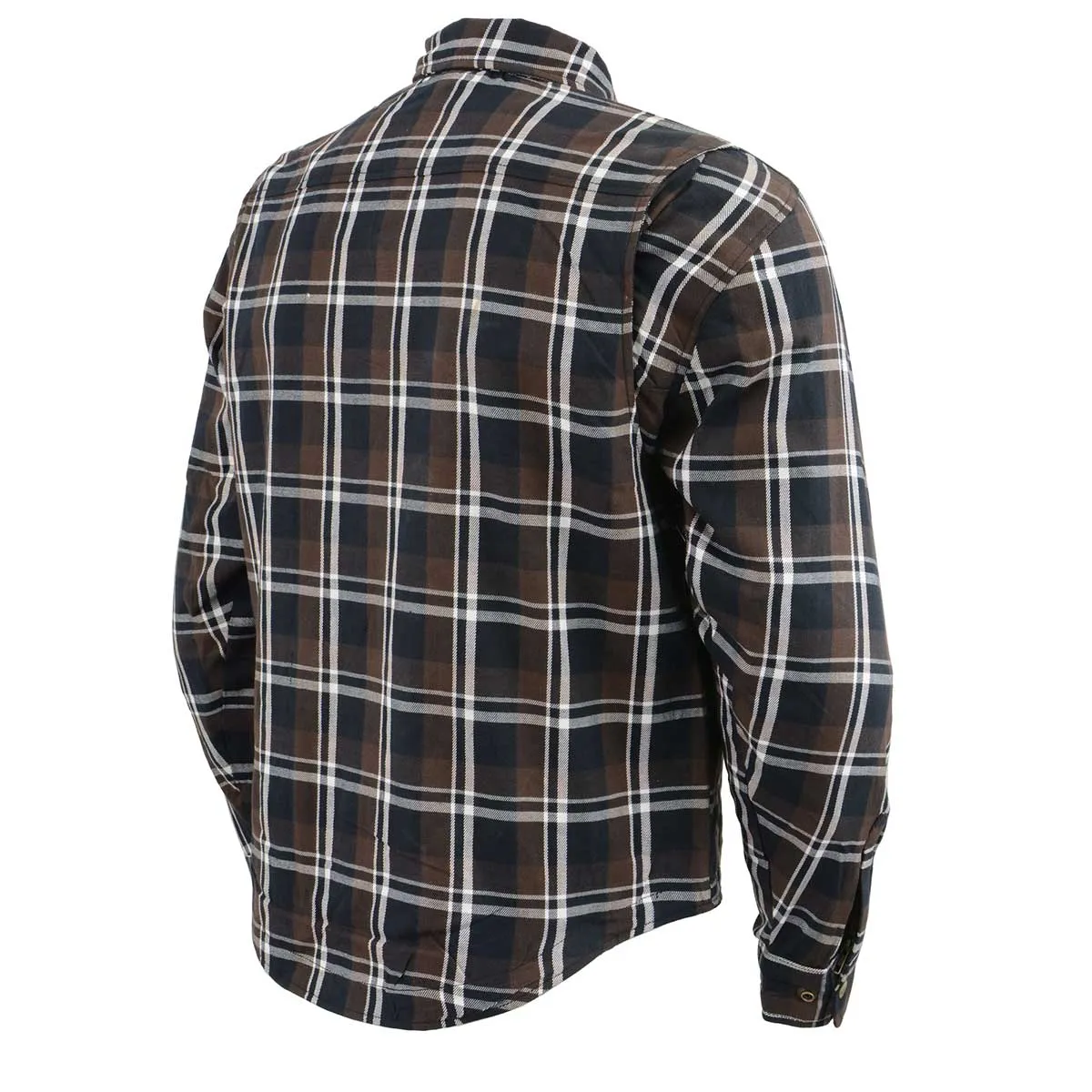 Milwaukee Leather MPM1643 Men's Plaid Flannel Biker Shirt with CE Approved Armor - Reinforced w/ Aramid Fiber