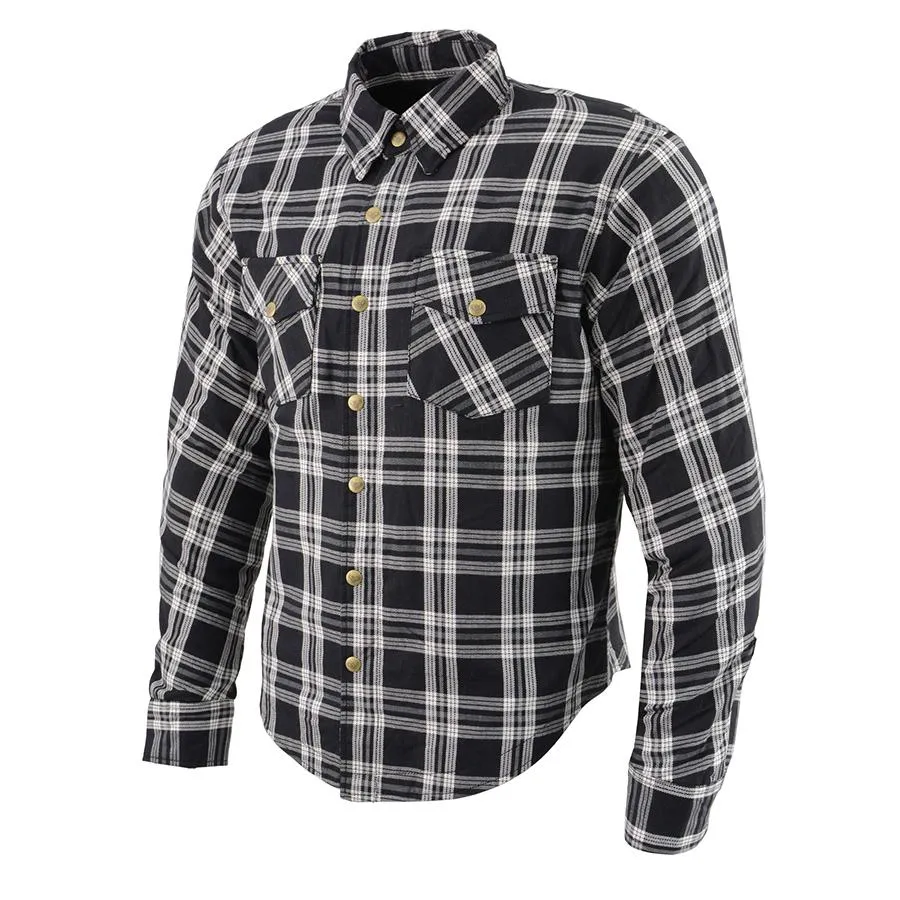 Milwaukee Leather MPM1646 Men's Plaid Flannel Biker Shirt with CE Approved Armor - Reinforced w/ Aramid Fiber