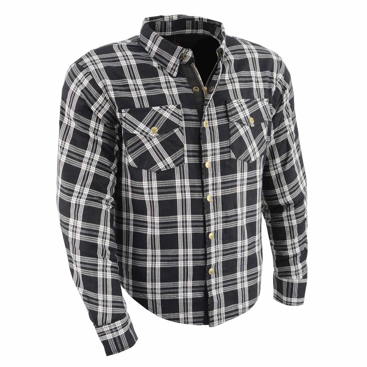 Milwaukee Leather MPM1646 Men's Plaid Flannel Biker Shirt with CE Approved Armor - Reinforced w/ Aramid Fiber