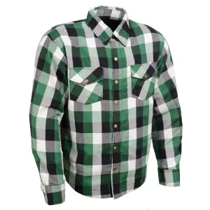 Milwaukee Leather MPM1651 Men's Plaid Flannel Biker Shirt with CE Approved Armor - Reinforced w/ Aramid Fiber