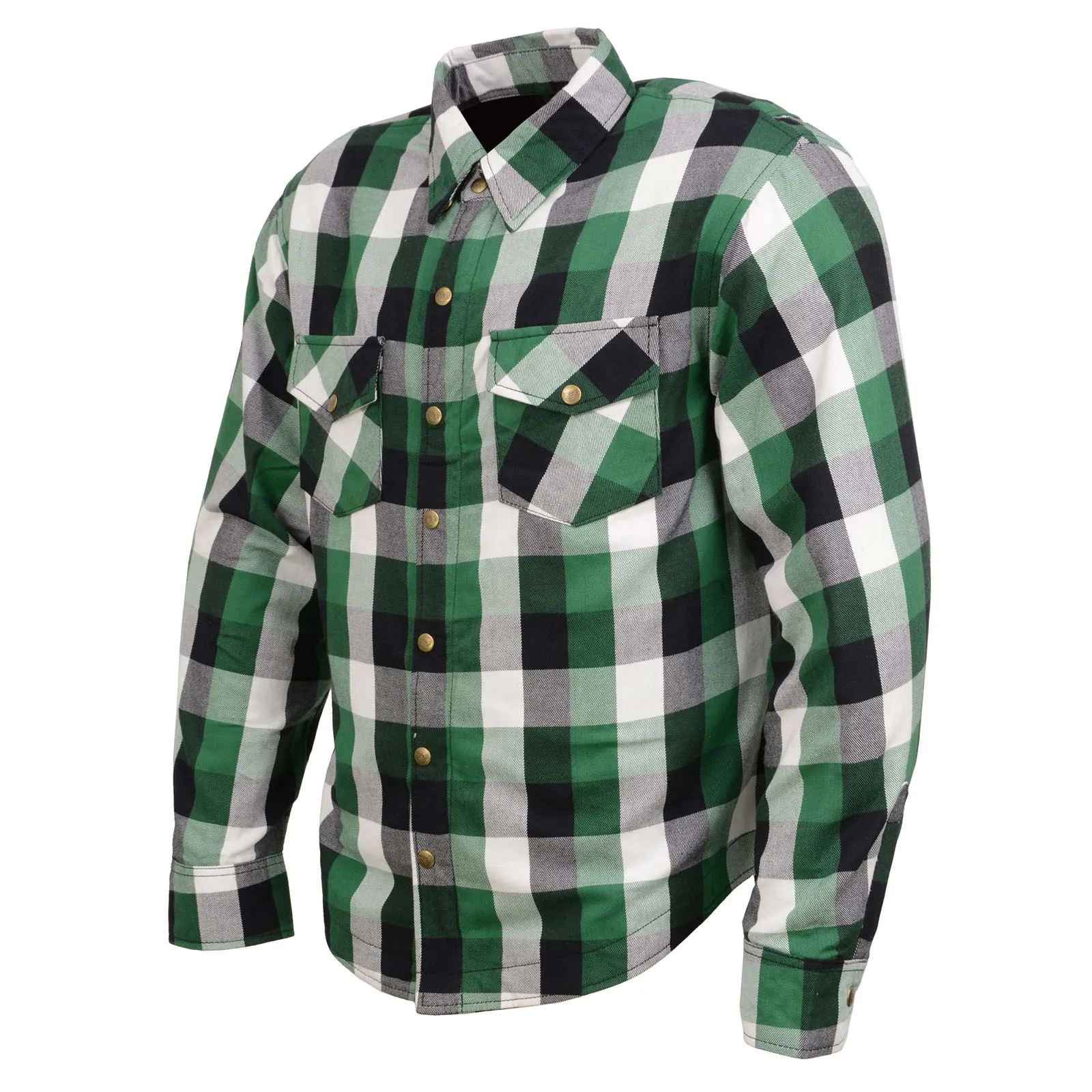 Milwaukee Leather MPM1651 Men's Plaid Flannel Biker Shirt with CE Approved Armor - Reinforced w/ Aramid Fiber