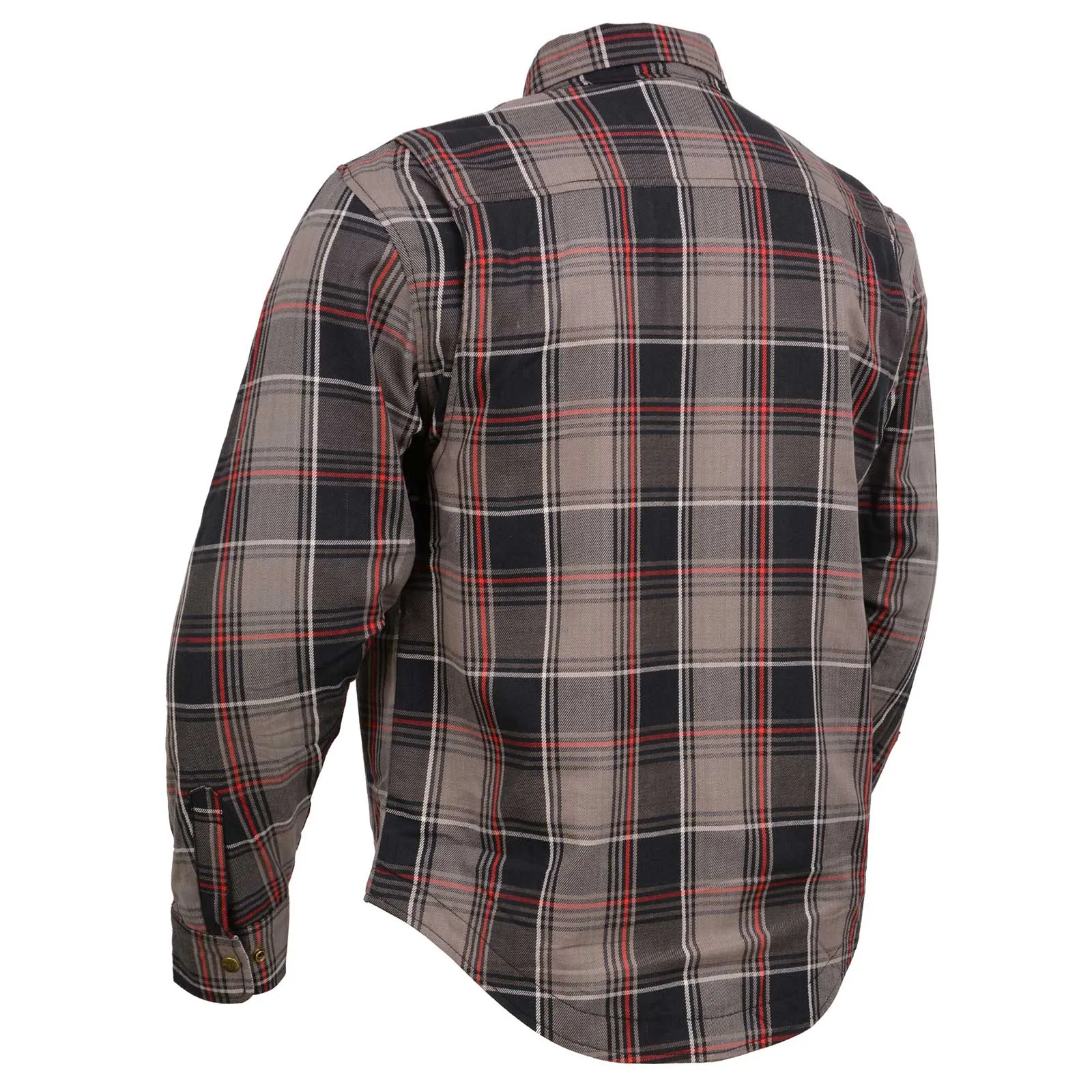 Milwaukee Leather MPM1652 Men's Plaid Flannel Biker Shirt with CE Approved Armor - Reinforced w/ Aramid Fiber