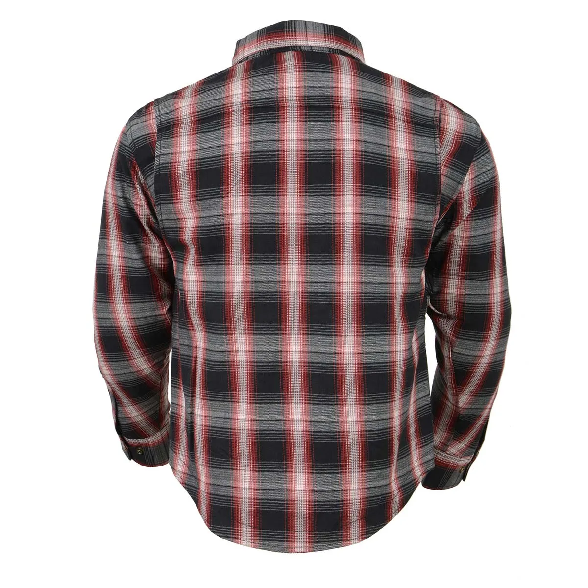 Milwaukee Leather MPM1653 Men's Plaid Flannel Biker Shirt with CE Approved Armor - Reinforced w/ Aramid Fibers