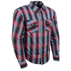 Milwaukee Leather MPM1654 Men's Plaid Flannel Biker Shirt with CE