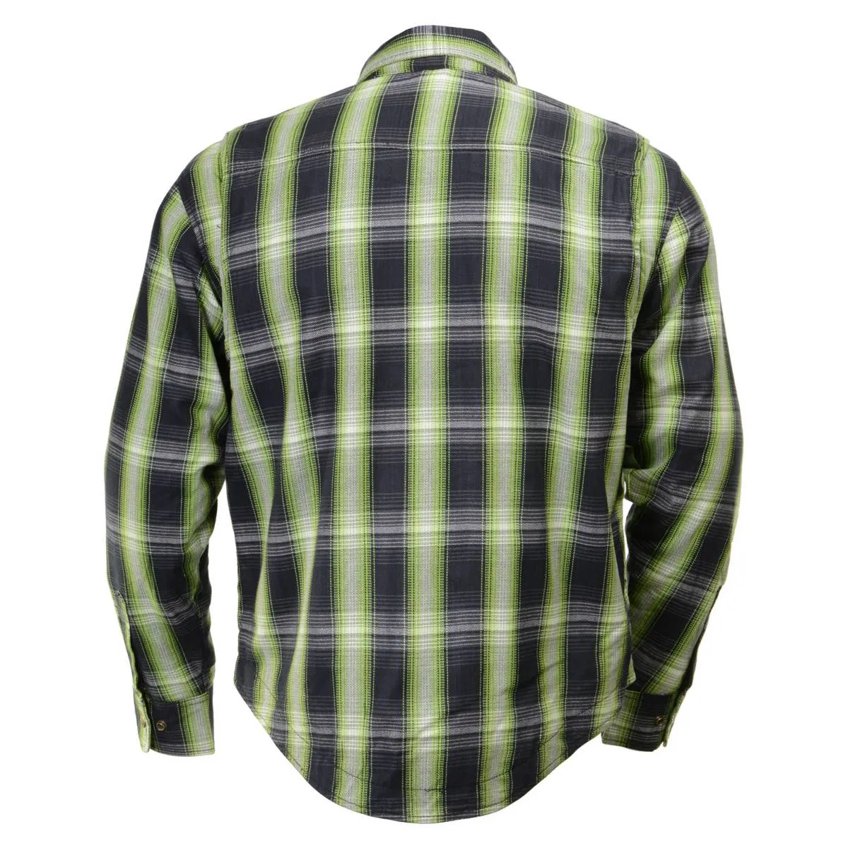 Milwaukee Leather MPM1658 Men's Plaid Flannel Biker Shirt with CE Approved Armor - Reinforced w/ Aramid Fiber