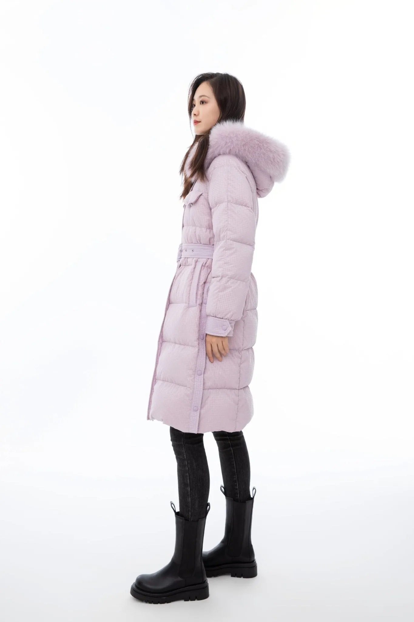 Mist Pink Long Winter Down Jacket