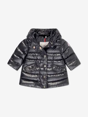 Moncler Enfant Baby Girls Down Padded Ibida Long Coat in Navy