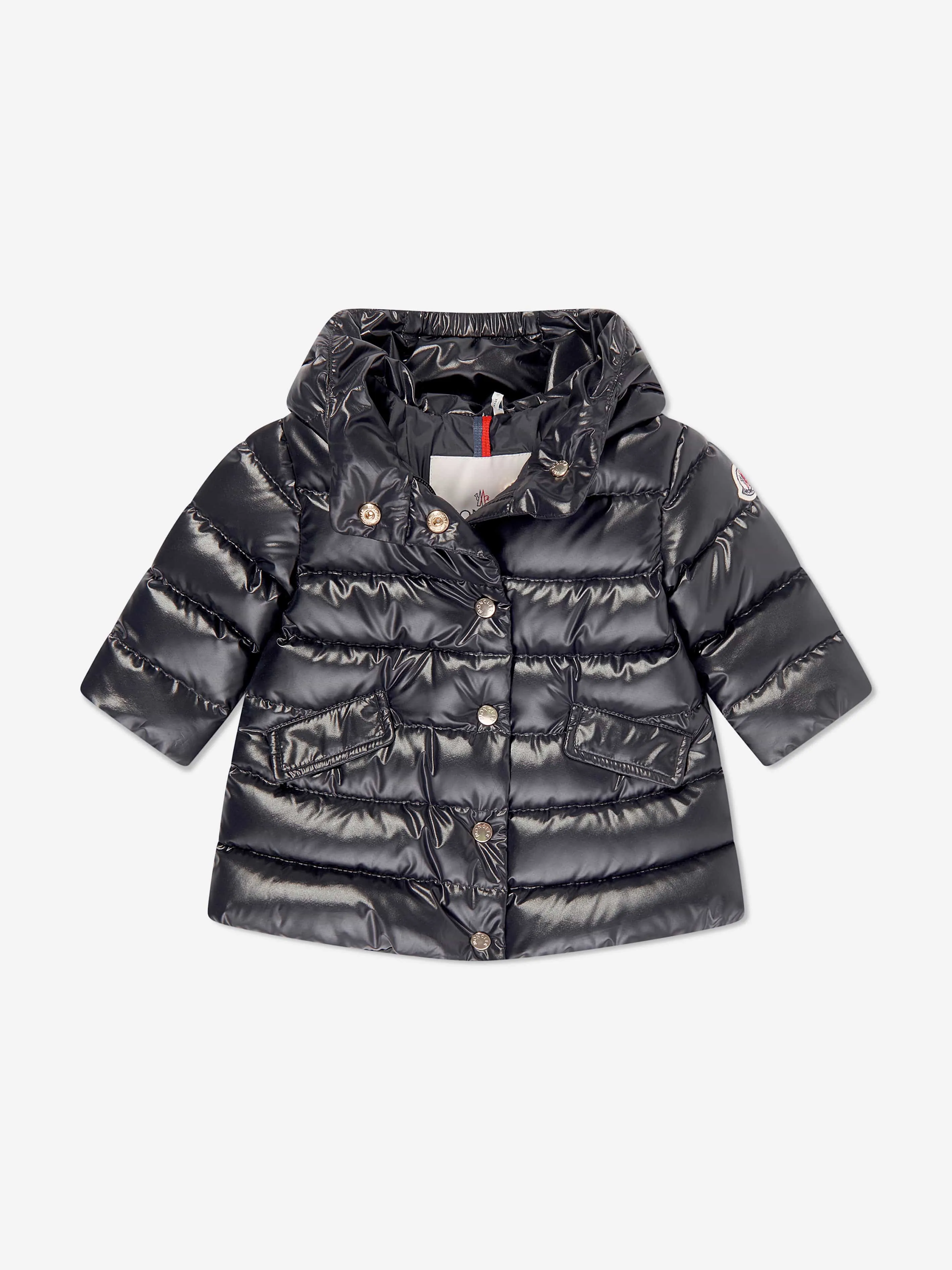 Moncler Enfant Baby Girls Down Padded Ibida Long Coat in Navy