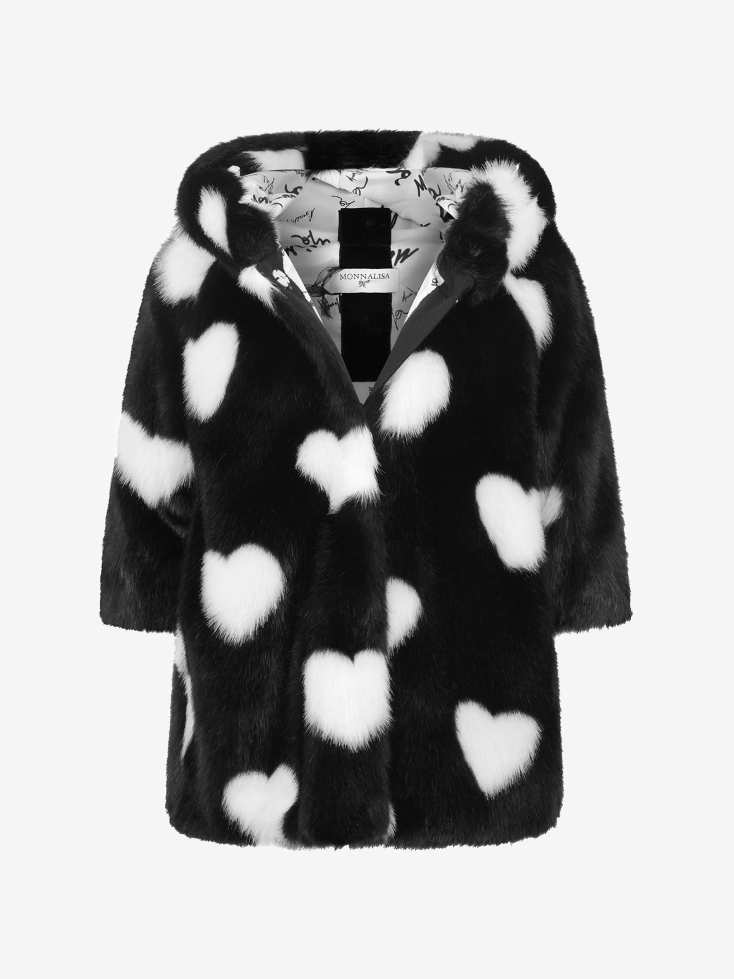 Monnalisa Girls Faux Fur Heart Coat