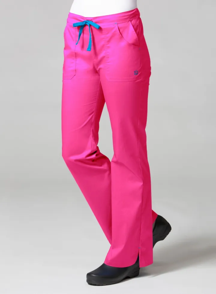 Multi Pocket Flare Pant XS-2XL by Maevn (Petite) /  PASSION PINK/PACIFIC BLUE TRIM