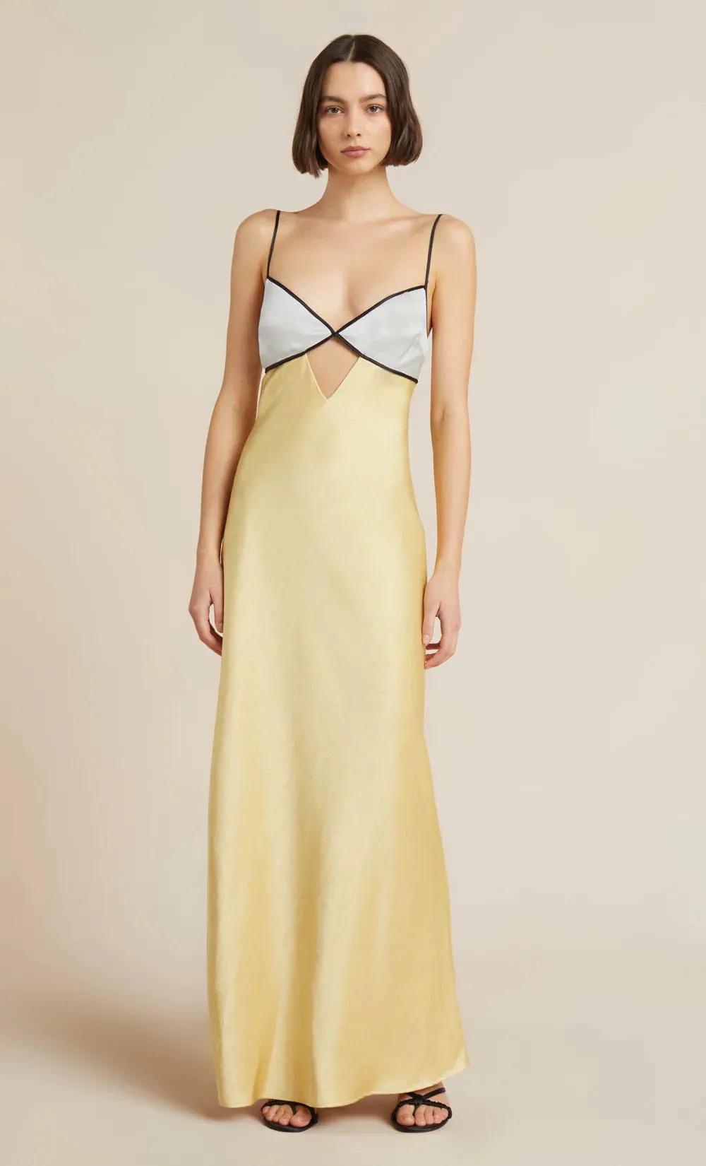 Nadia Bustier Maxi Dress - Straw / Ivory