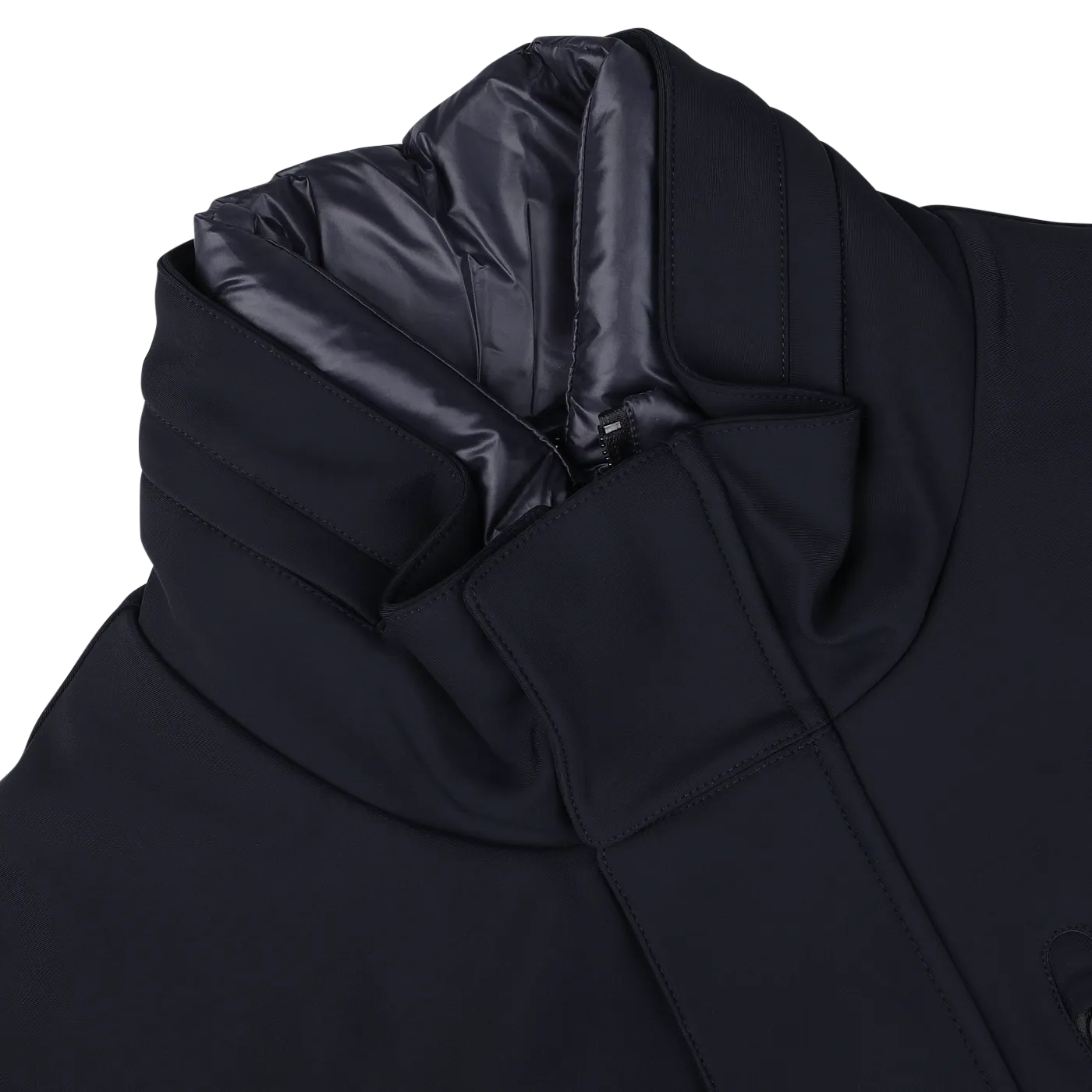 Navy Blue Nylon Technical Padded Car Coat