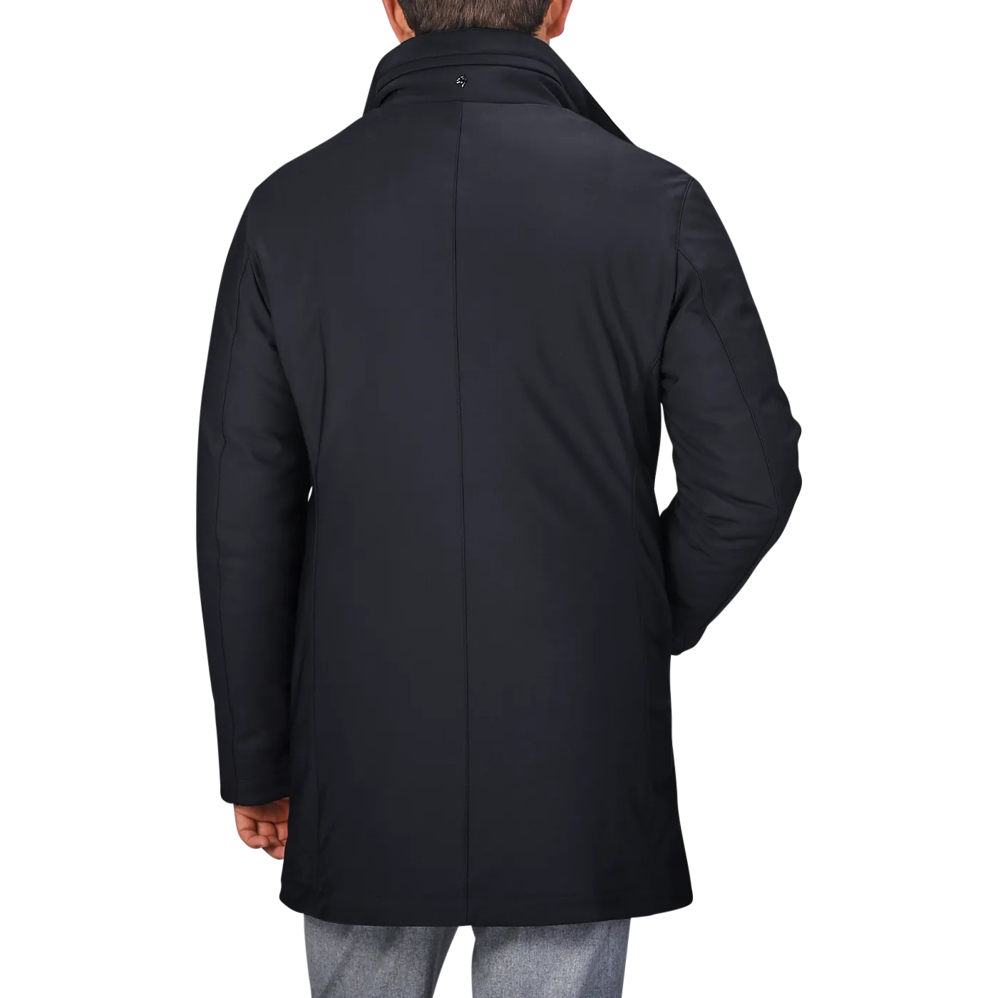 Navy Blue Nylon Technical Padded Car Coat