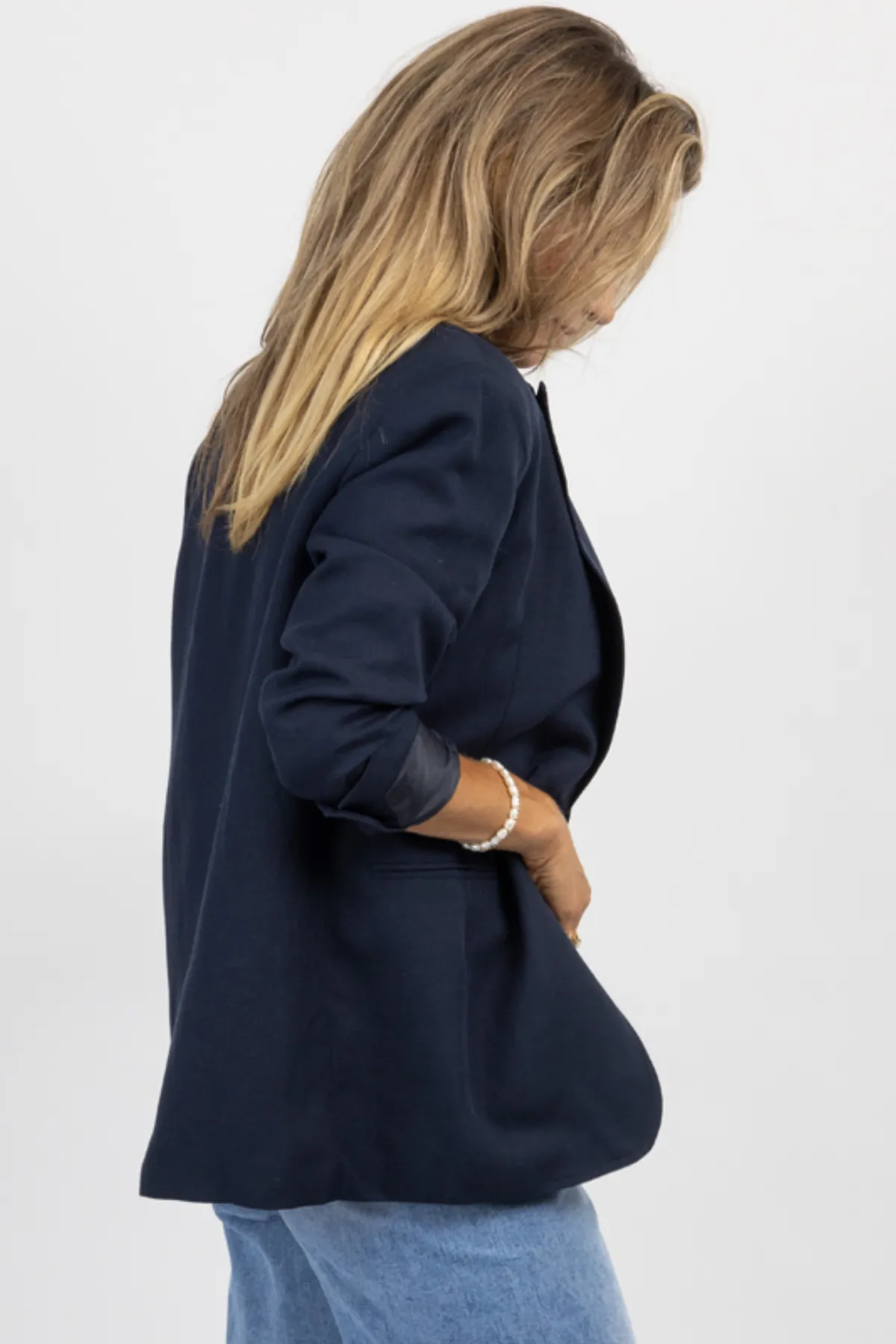 NAVY STRICTLY BIZ BUTTON BLAZER *BACK IN STOCK*