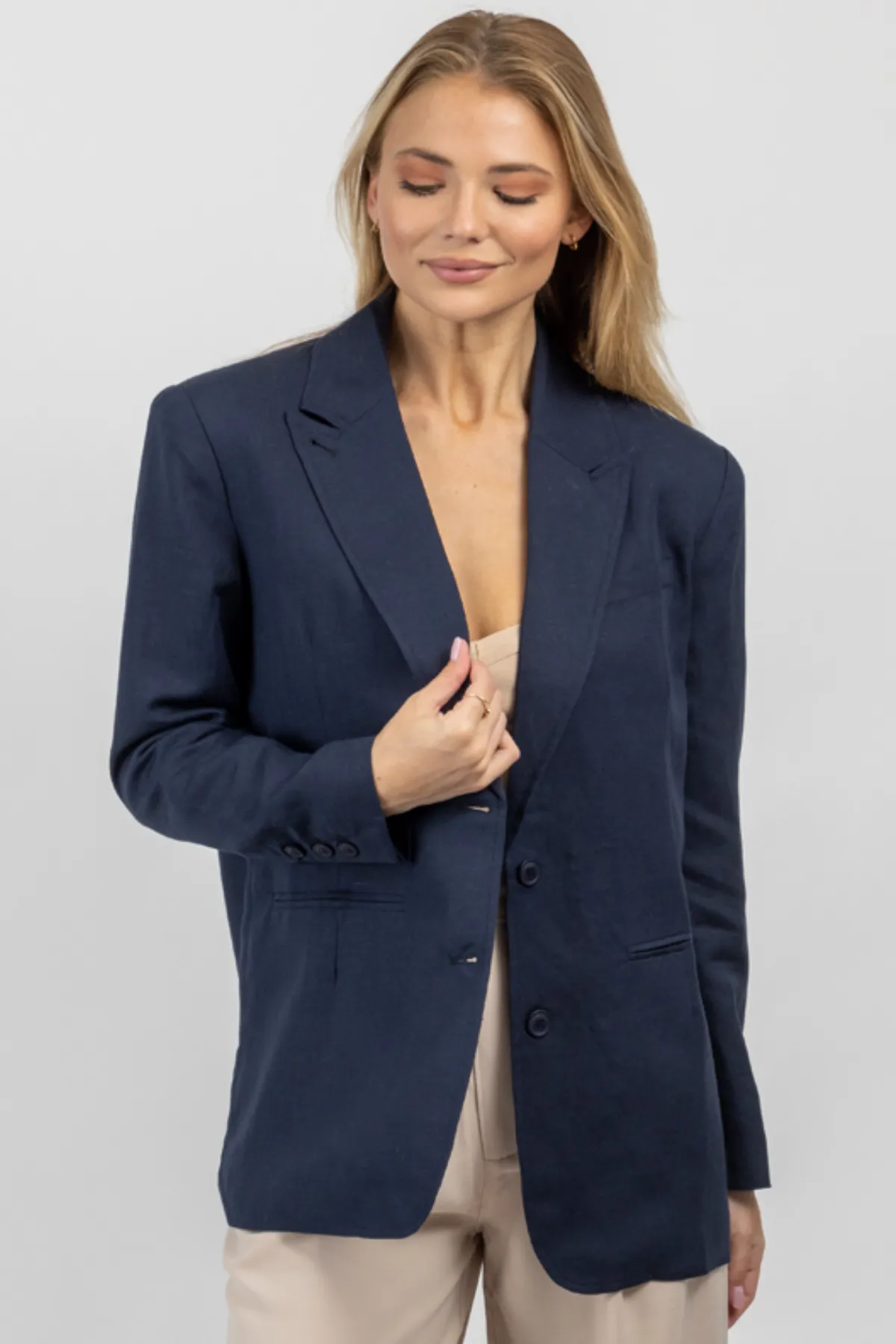 NAVY STRICTLY BIZ BUTTON BLAZER *BACK IN STOCK*